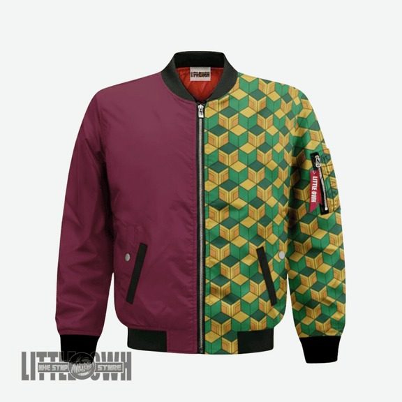 Giyu Tomioka Pattern Bomber Jacket Custom KnY Cosplay Costumes