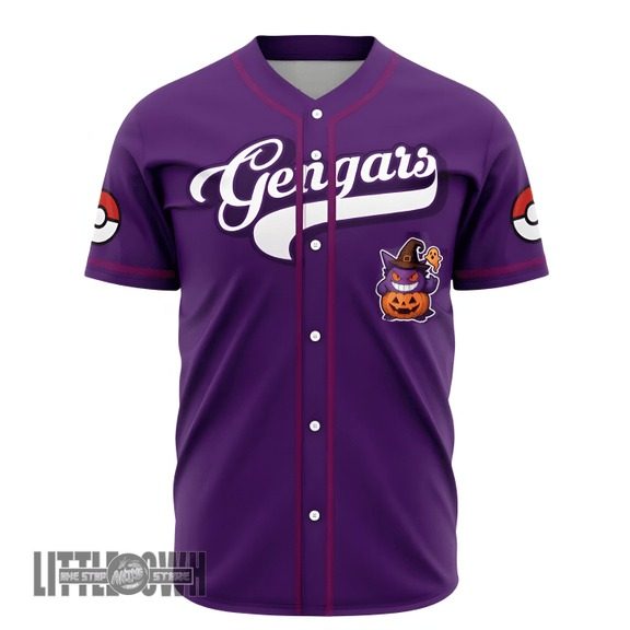 Gengars Baseball Jersey Custom Poketmon Halloween Edition Costumes Cosplay