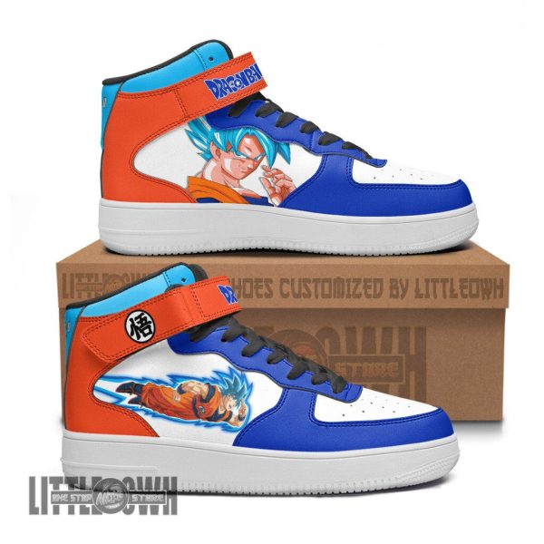 Goku Blue AF1 High Sneakers Custom Dragon Ball Super Anime Shoes