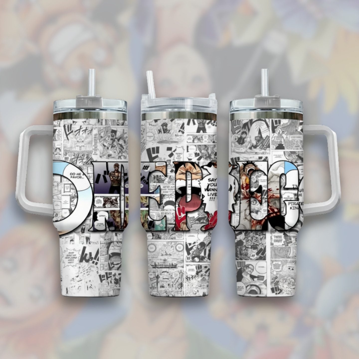 Luffy OP Anime Custom Cup 40 oz 30 oz Tumbler With Handle 2 Luffy OP Anime Custom Cup 40 oz 30 oz Tumbler With Handle - Image 2