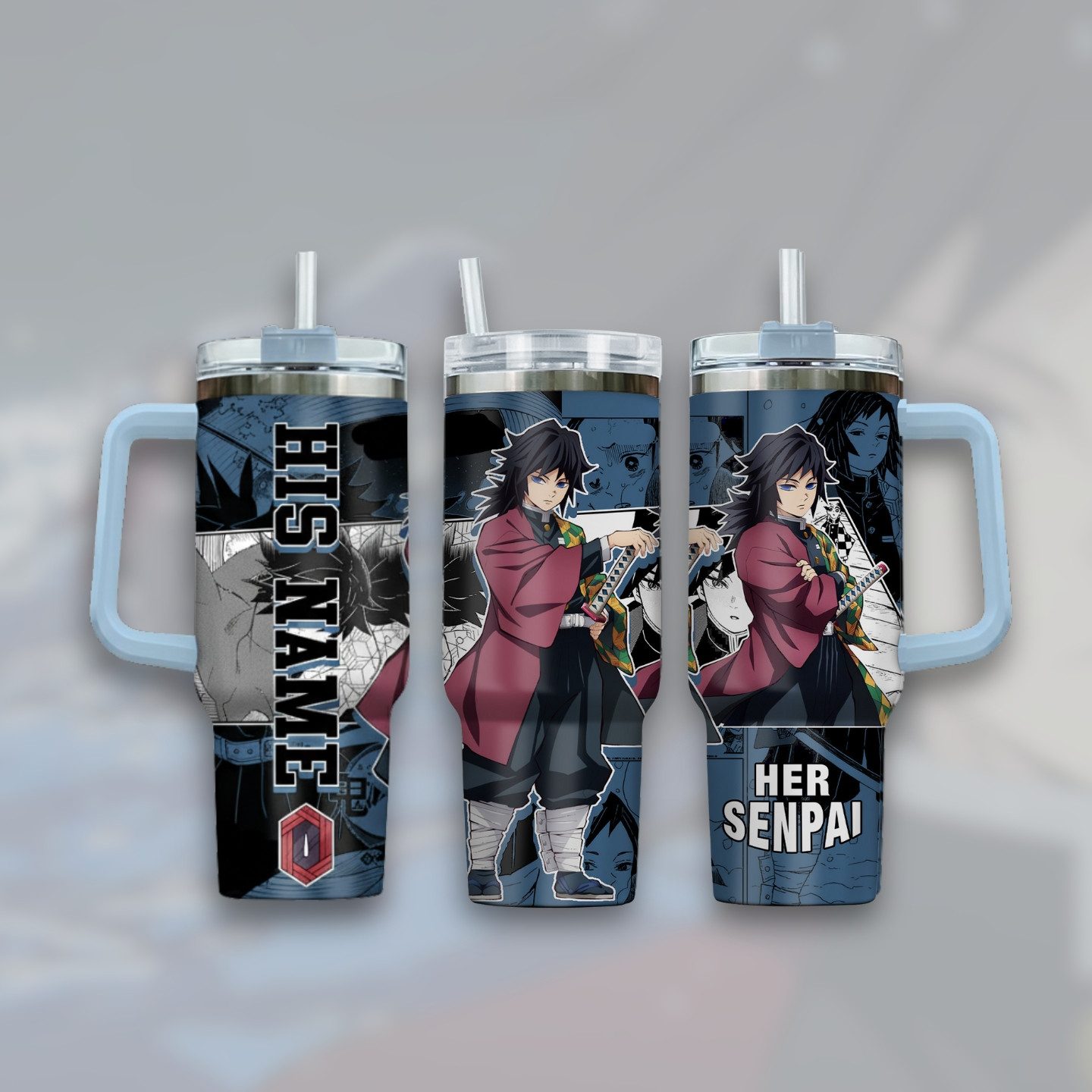 Giyu Tomioka Anime Custom Cup 40 oz 30 oz Tumbler With Handle 2 Giyu Tomioka Anime Custom Cup 40 oz 30 oz Tumbler With Handle - Image 2