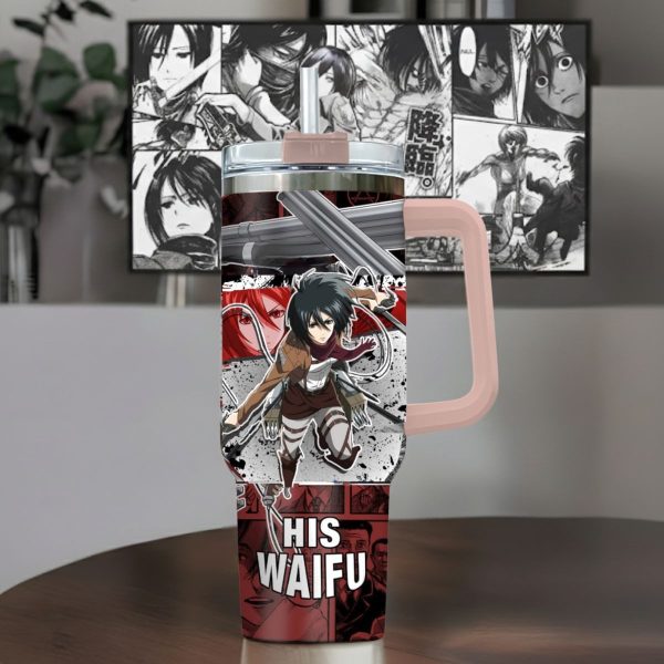 Mikasa Ackerman Anime Custom Cup 40 oz 30 oz Tumbler With Handle