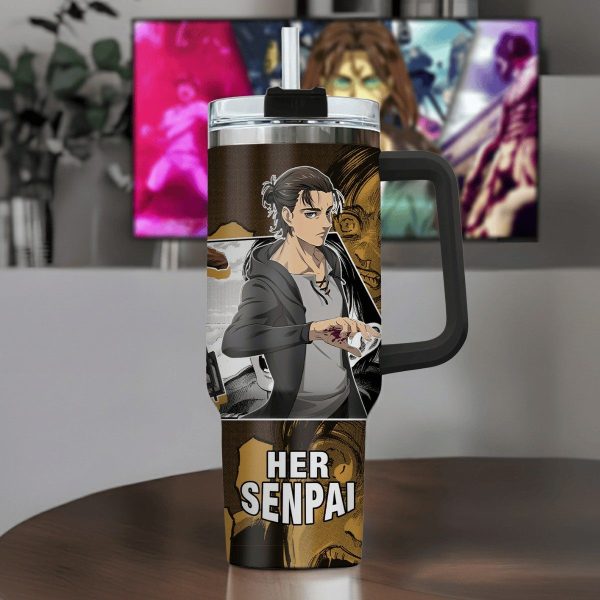 Eren Yeager Anime Custom Cup 40 oz 30 oz Tumbler With Handle