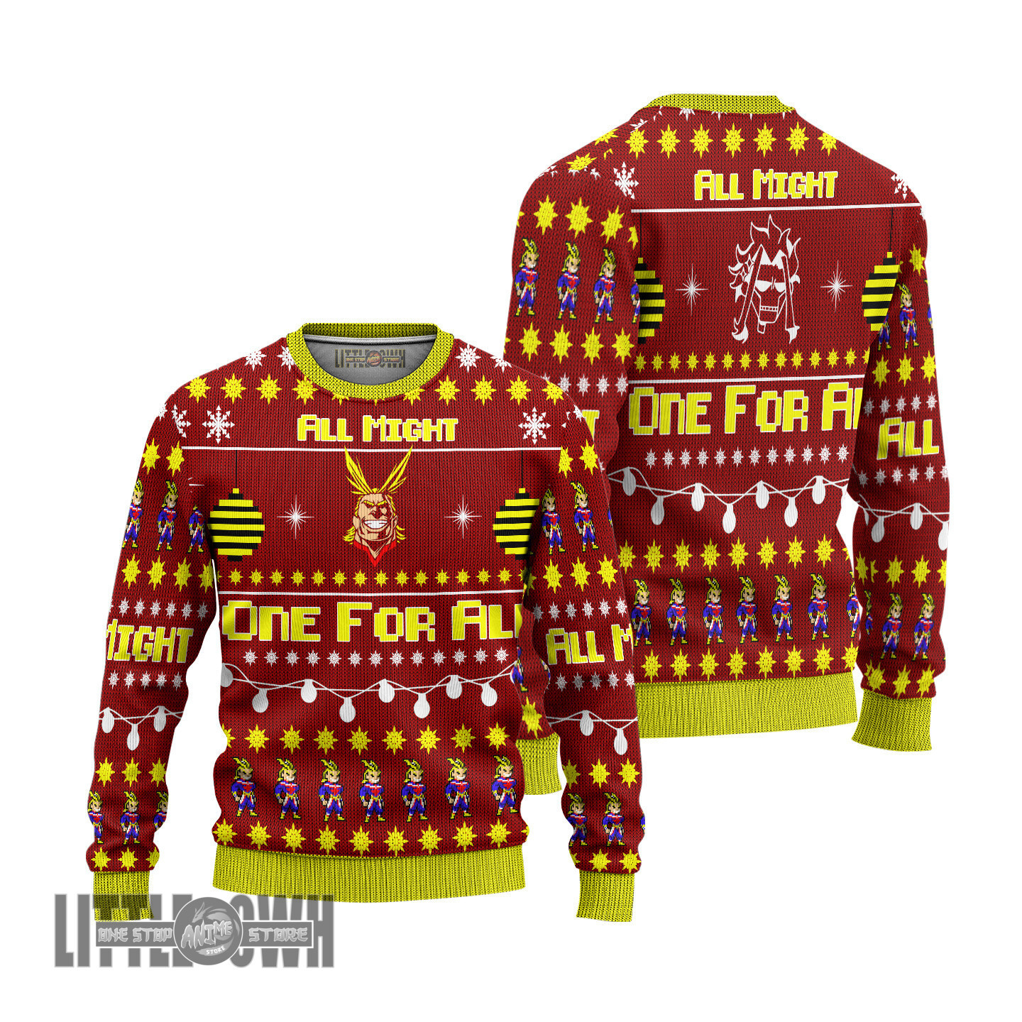 All Might Ugly Christmas Sweater My Hero Academia Knitted Sweatshirt
