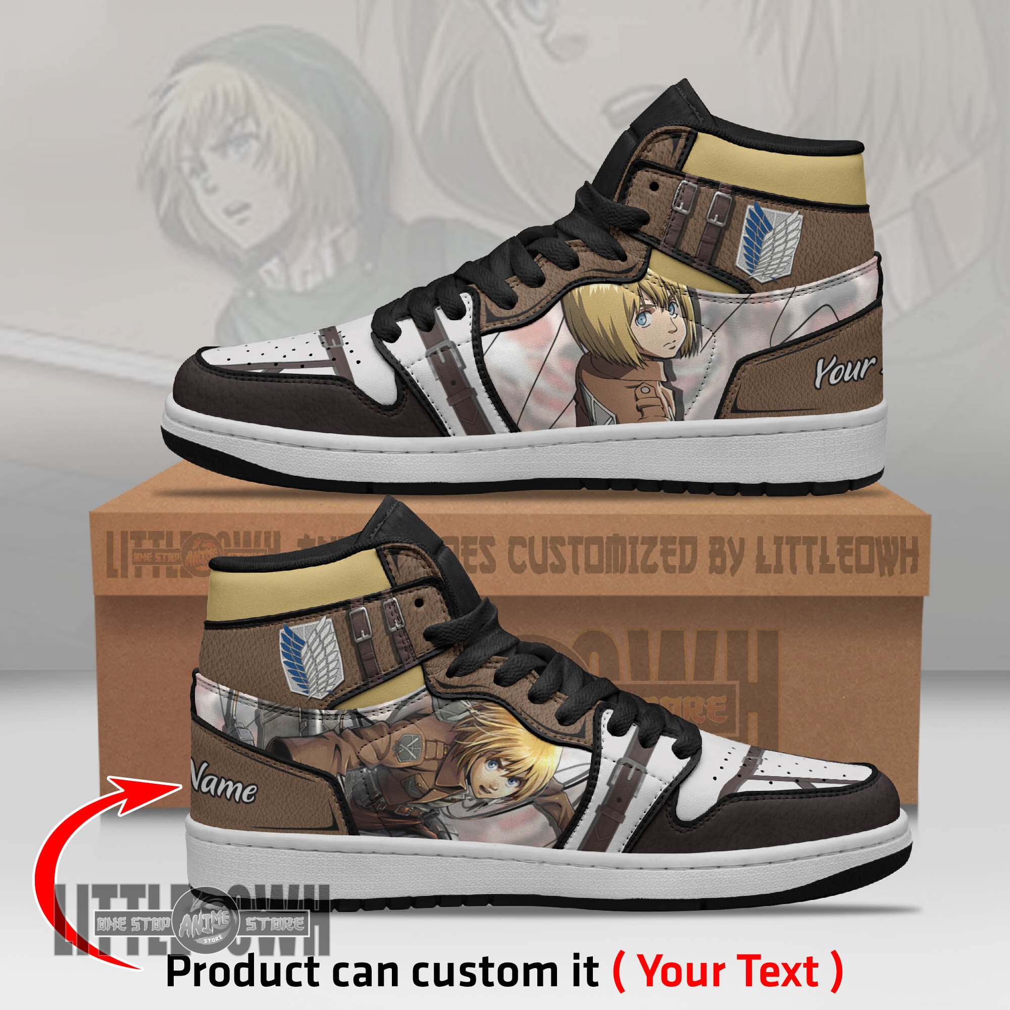 Armin Arlert Persionalized Shoes Attack On Titan Anime Boot Sneakers