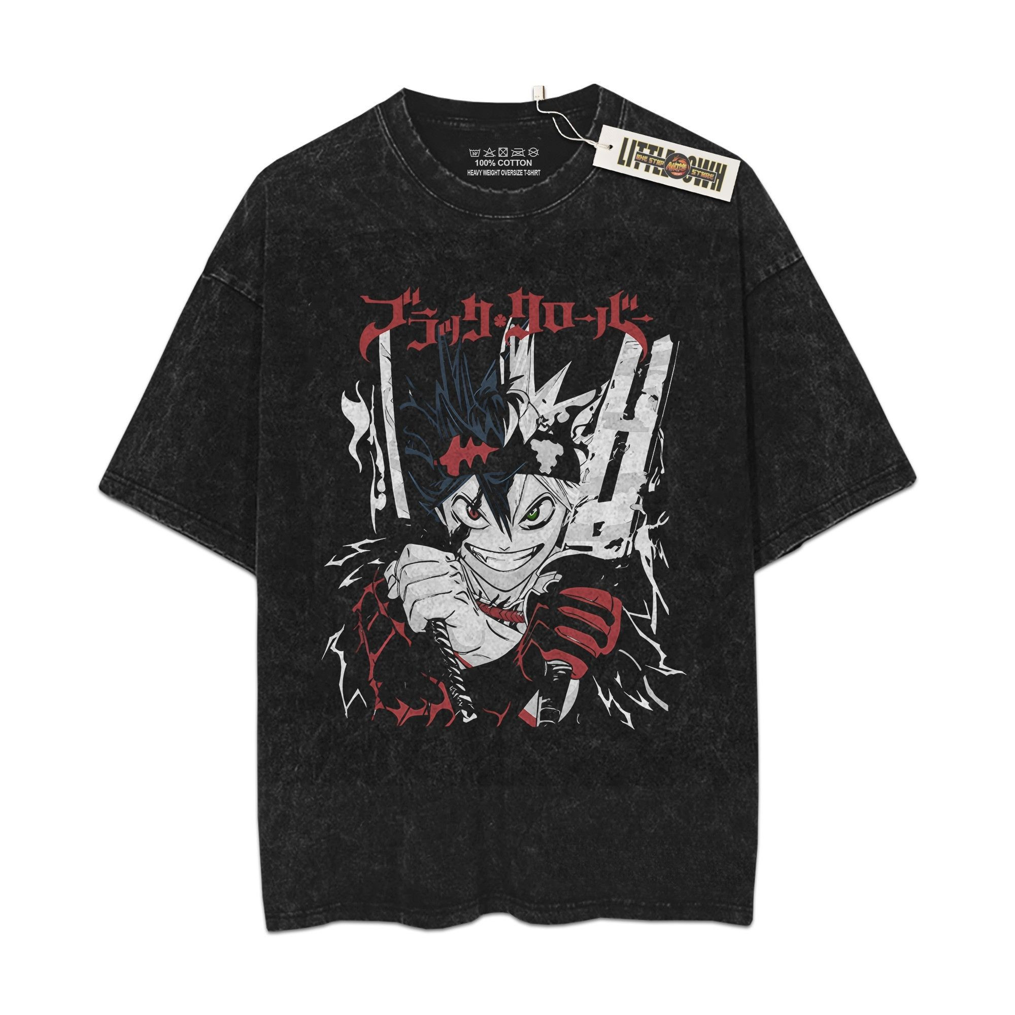 Asta Vintage Shirt Bl Clover Oversized Washed Tees - Custom Anime Tee