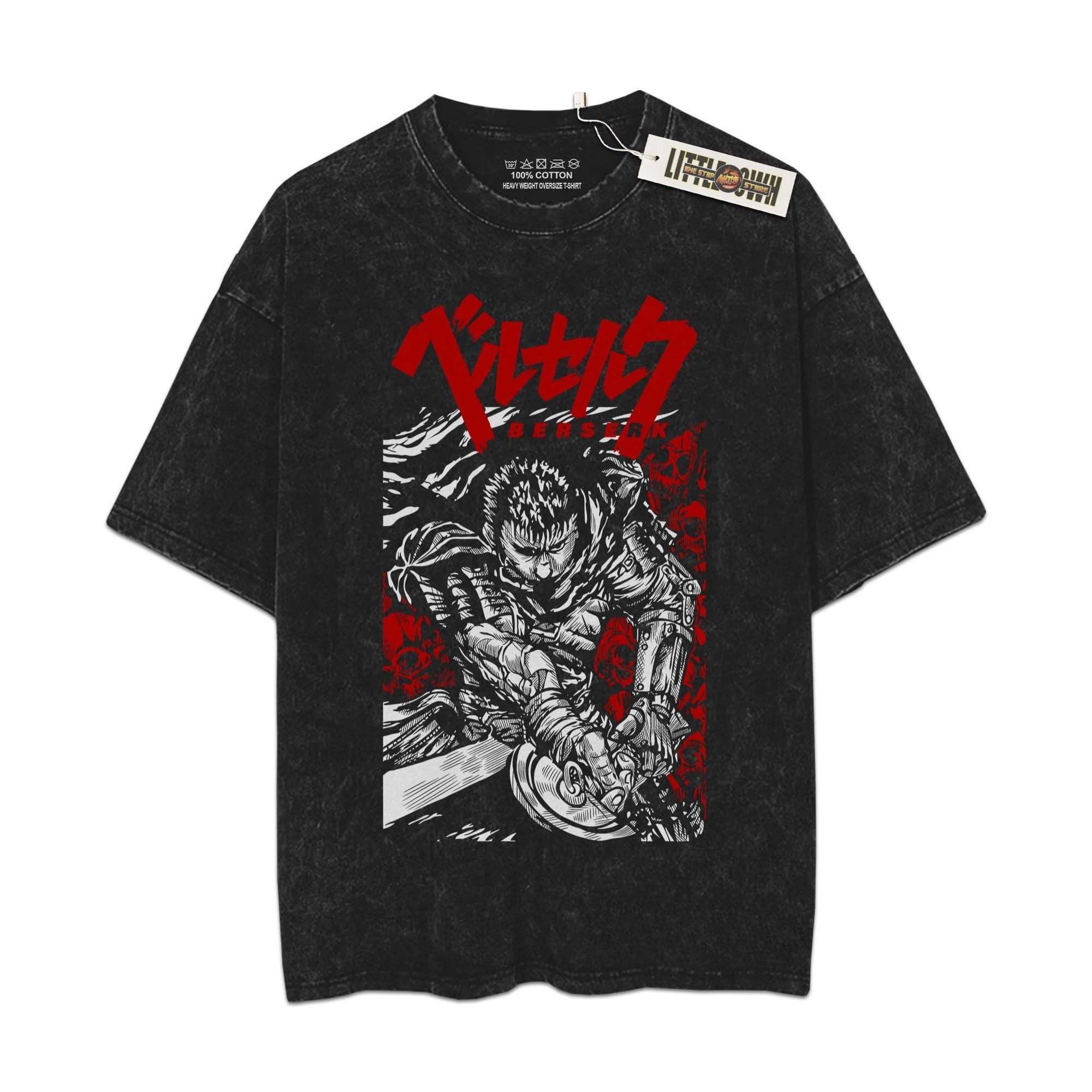 Beserk Shirt Oversized Washed Tees - Custom Anime Tee