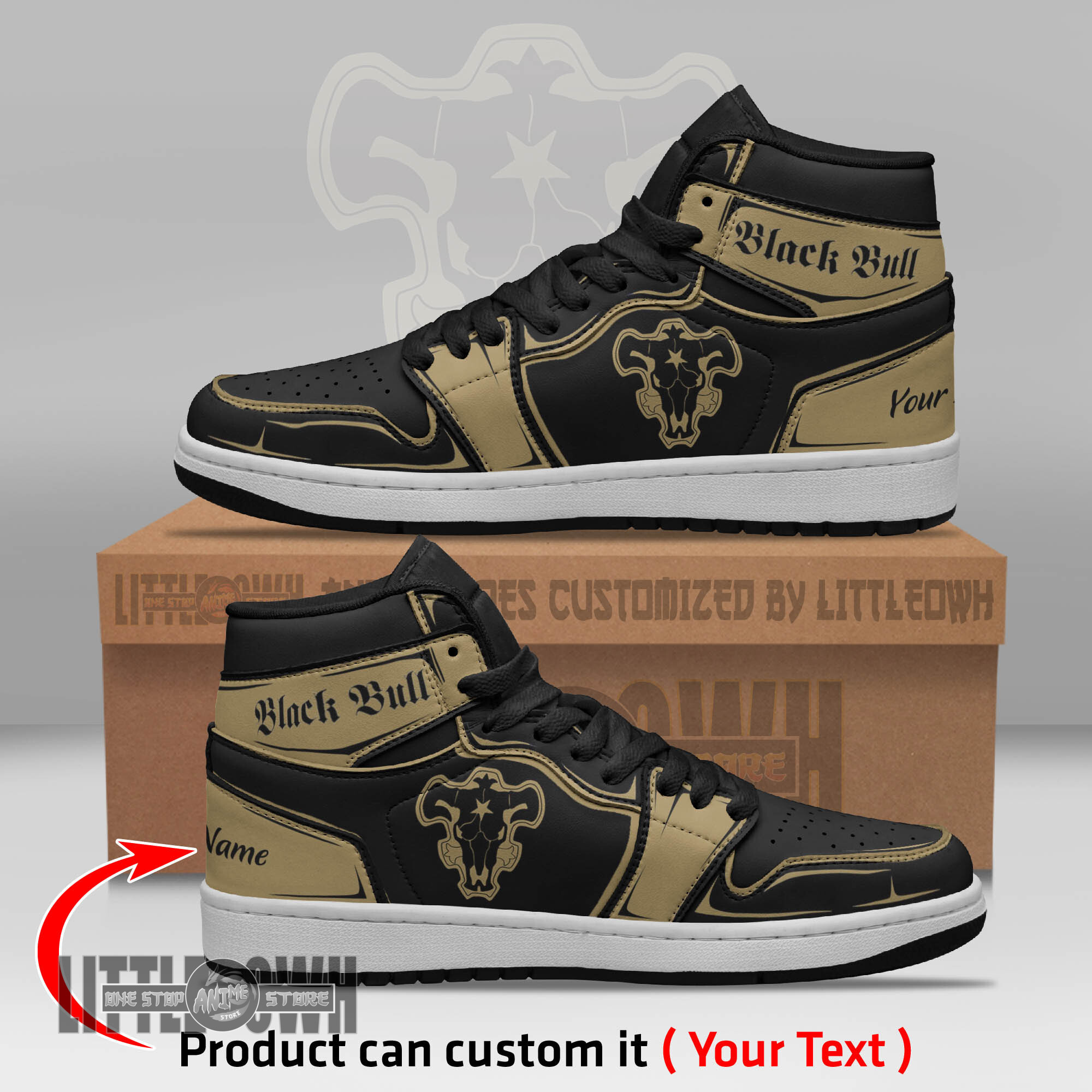 Black Bull Persionalized Shoes Black Clover Anime Boot Sneakers