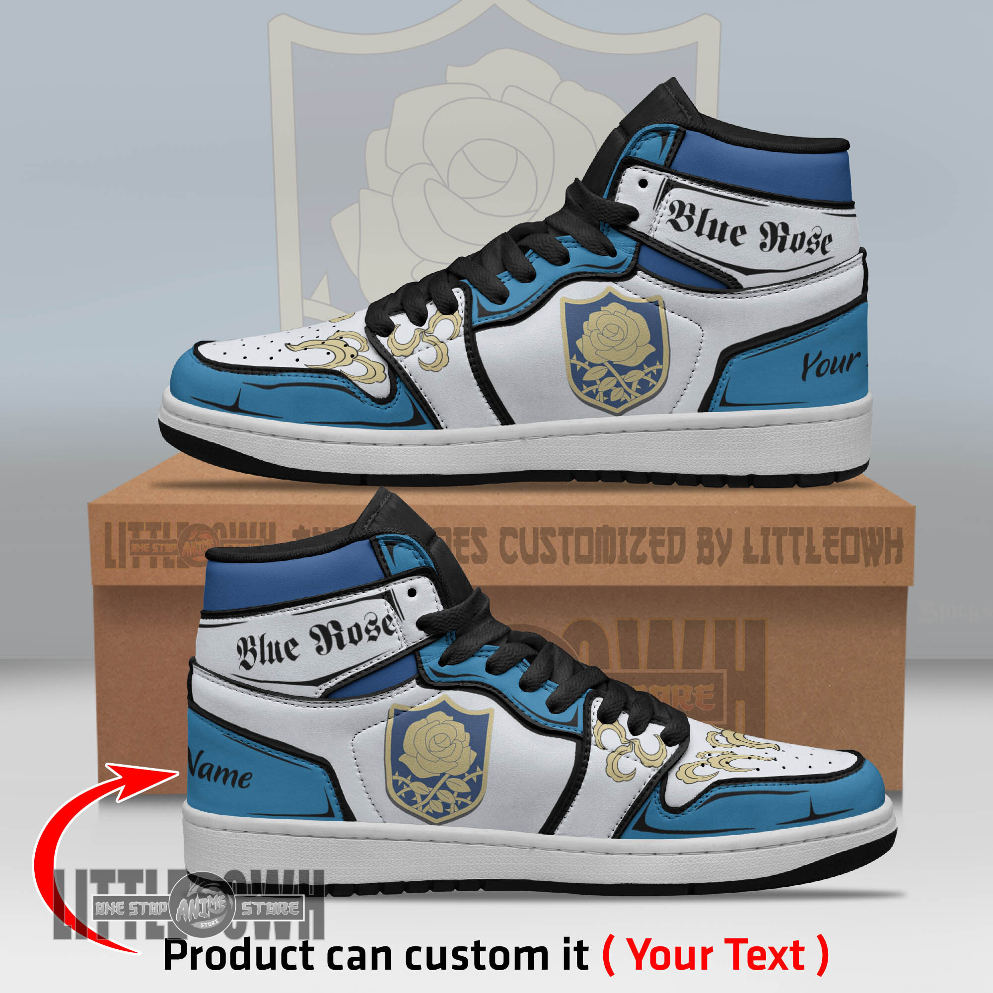 Blue Rose Persionalized Shoes Black Clover Anime Boot Sneakers