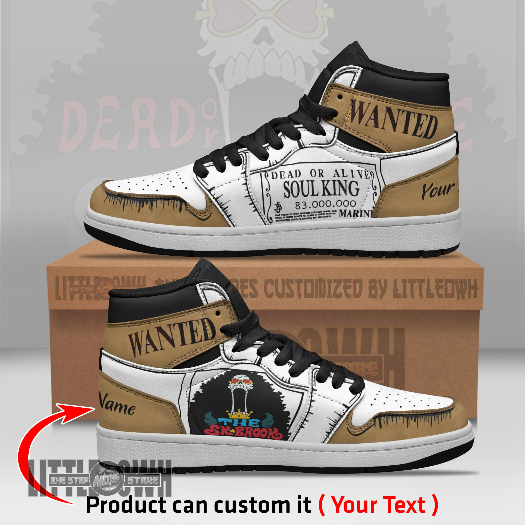 Brook Wanted Personalized Shoes One Piece Anime Boot Sneakers