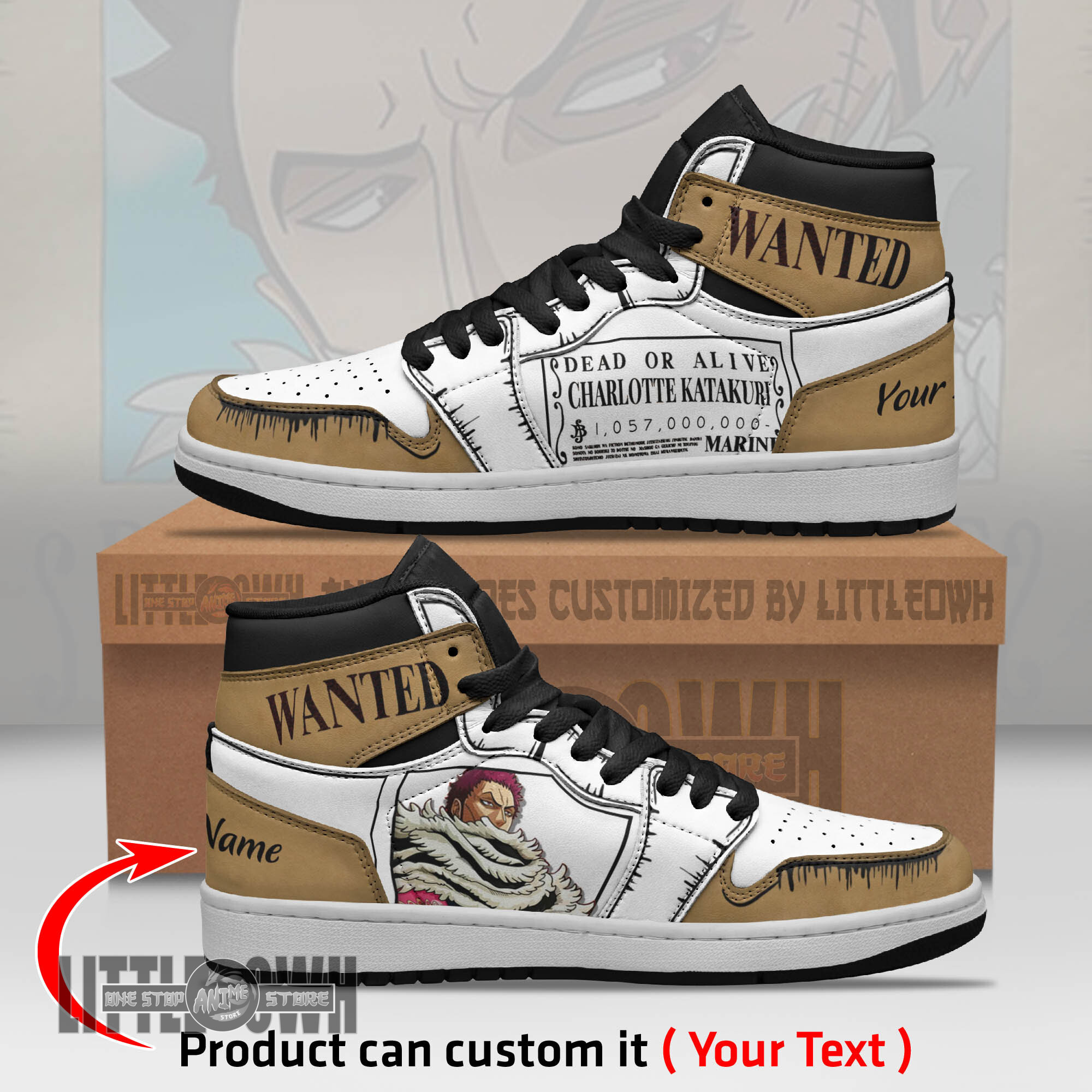 Charlotte Katakuri Wanted Personalized Shoes One Piece Anime Boot Sneakers