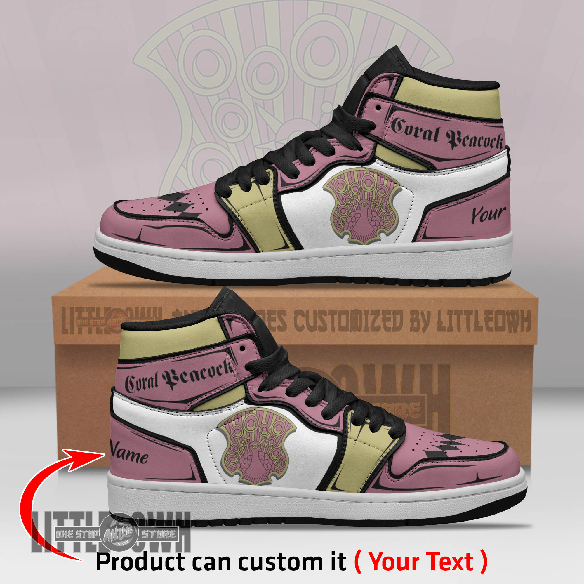 Coral Peacock Personalized Shoes Black Clover Anime Boot Sneakers