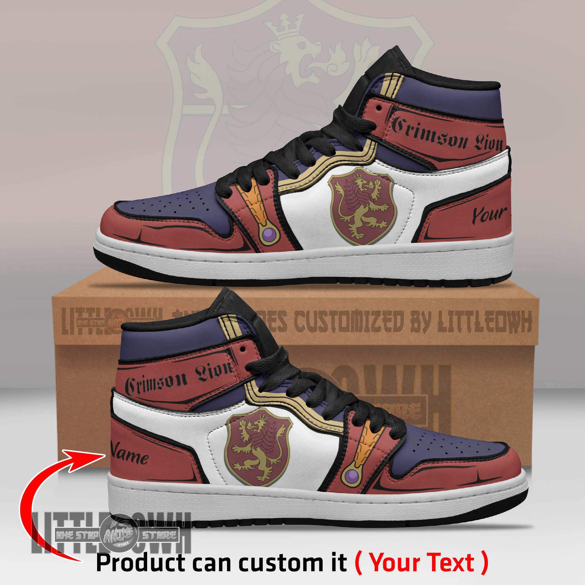 Crimson Lion Personalized Shoes Black Clover Anime Boot Sneakers