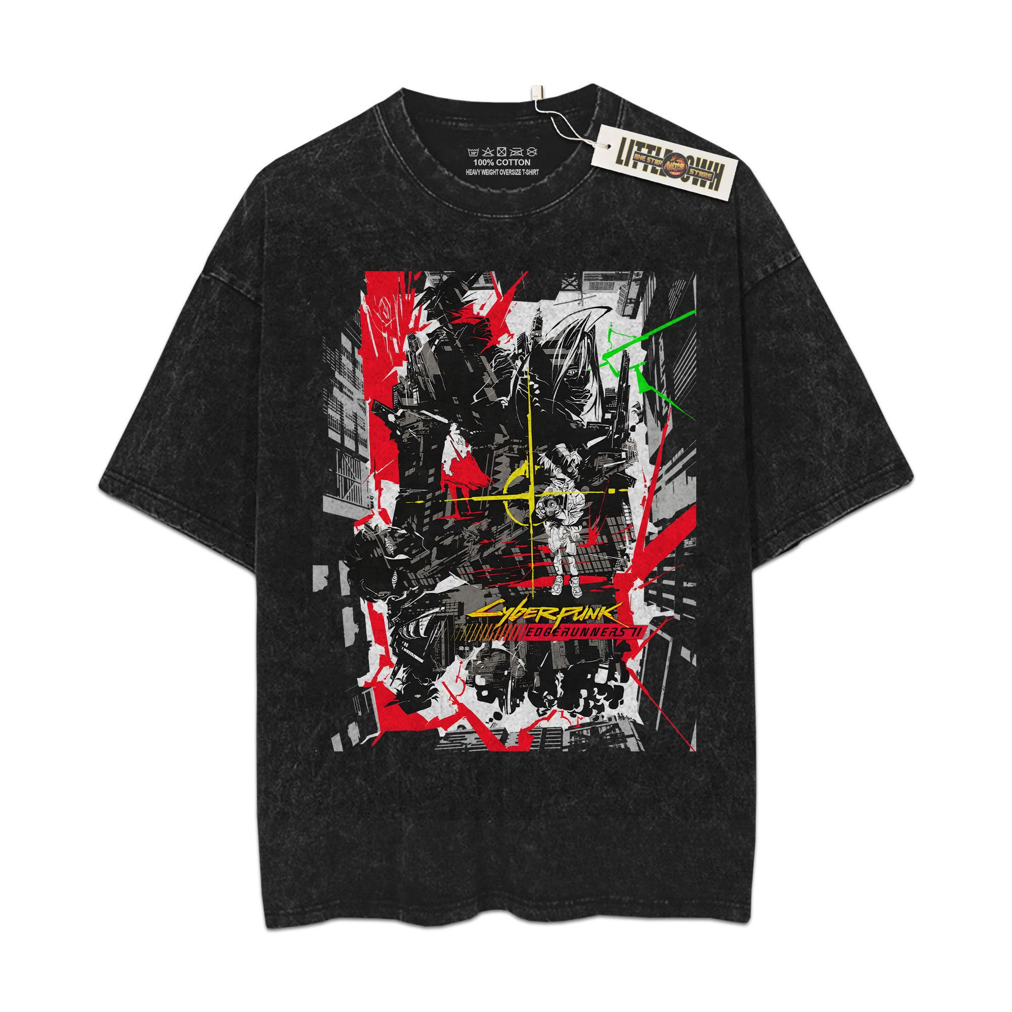 Cyberpunk Edgerunners Vintage Oversized Washed Tees - Custom Anime Tee