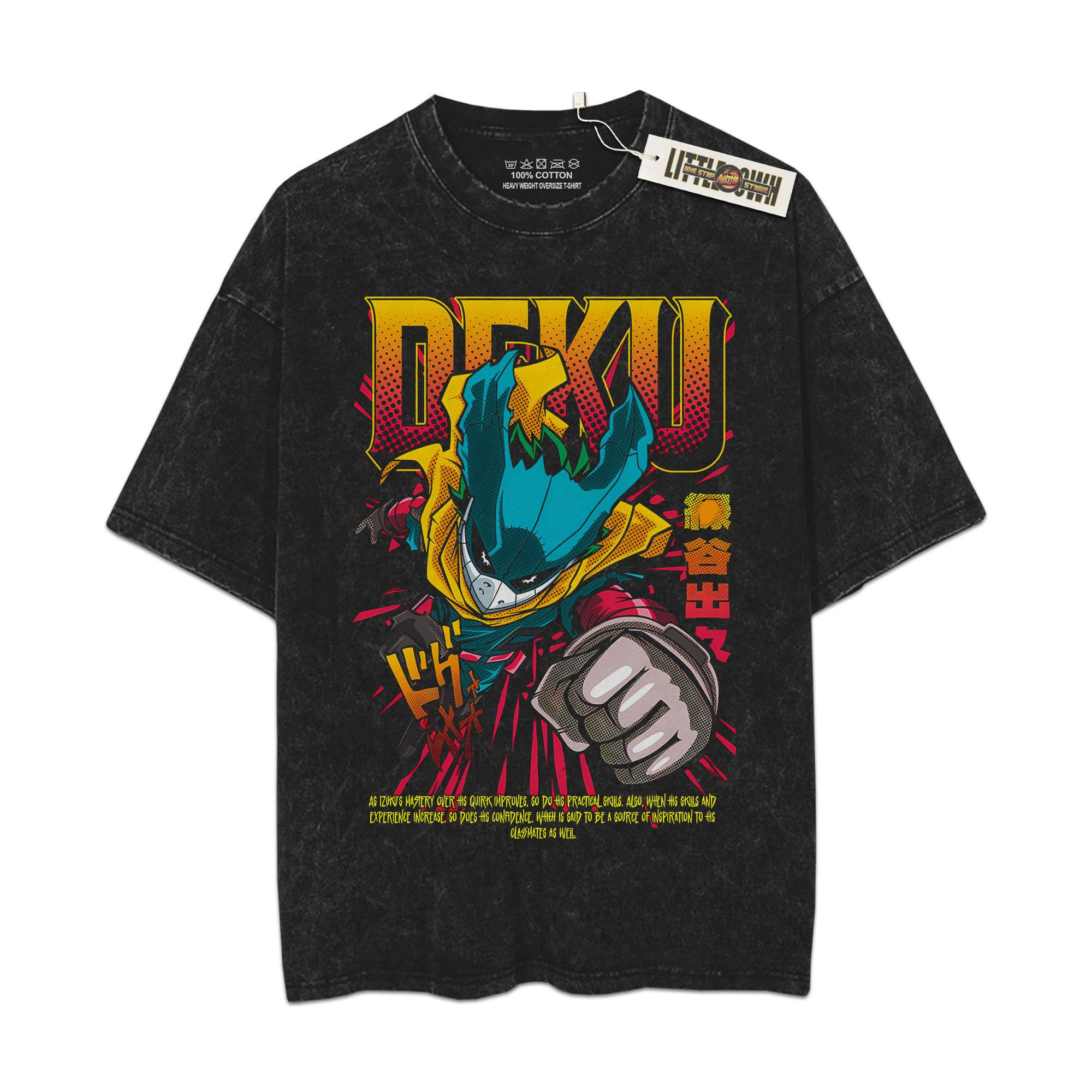 Deku Vintage Shirt Academia Hero Oversized Washed Tees - Custom Anime Tee