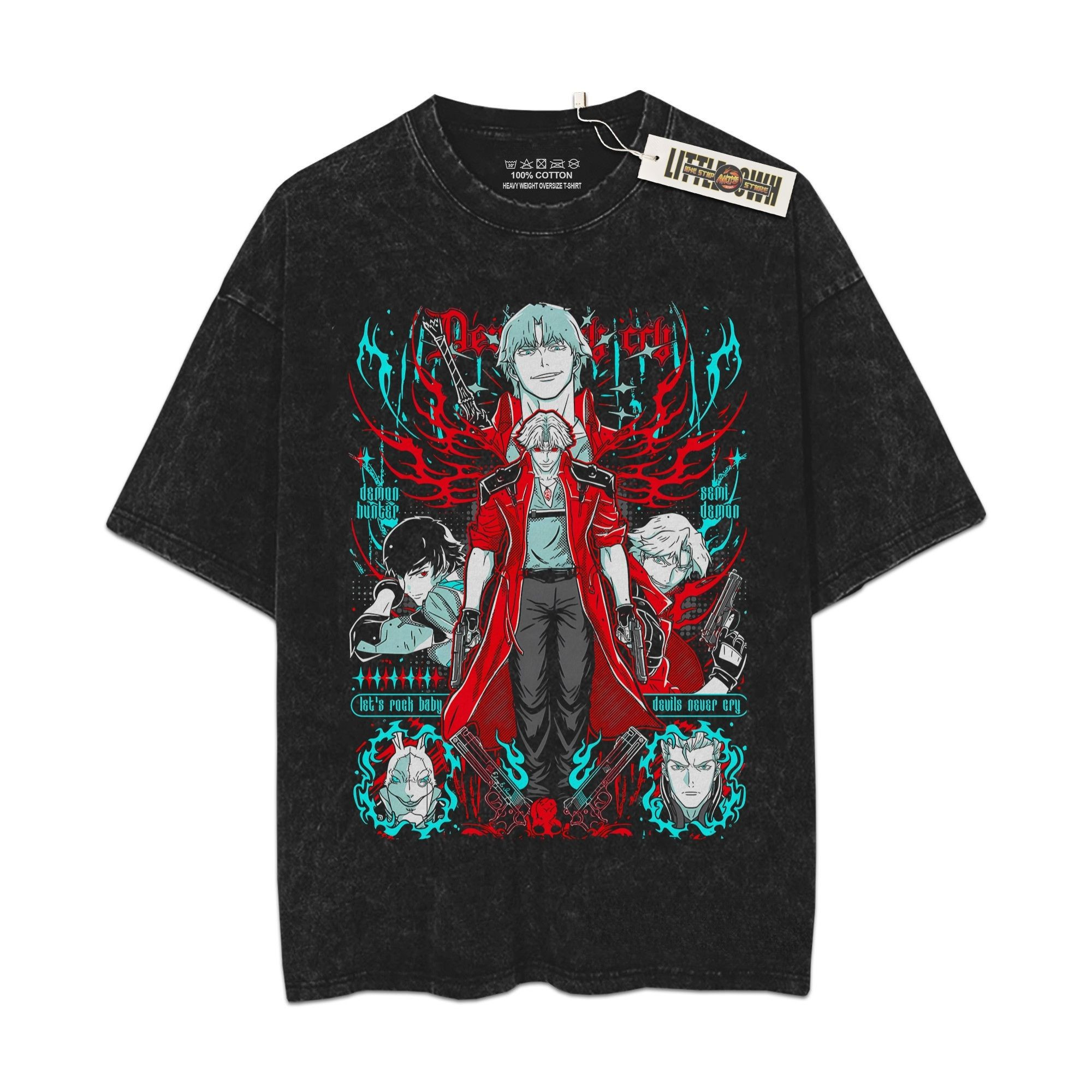 Devil May Cry Vintage Shirt Oversized Washed Tees - Custom Anime Tee
