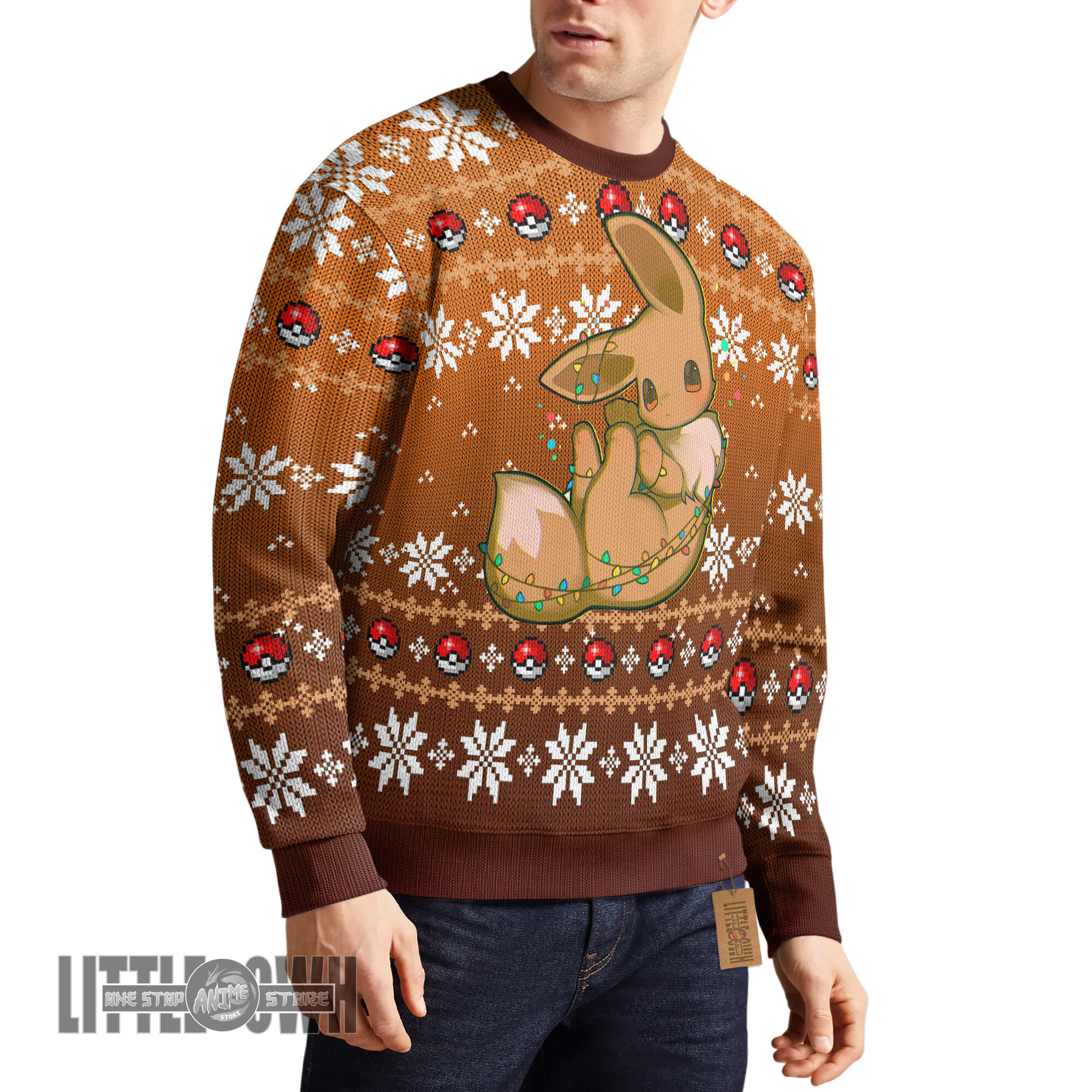Eevee Cute Ugly Christmas Sweater Pokemon Custom Knitted Sweatshirt
