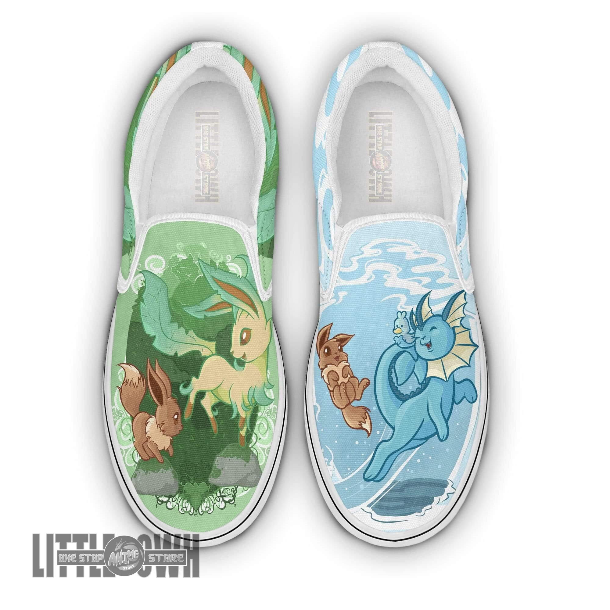 Eevee N Vaporeon N Leafeon Classic Slip-On Custom Pokemon Anime Shoes