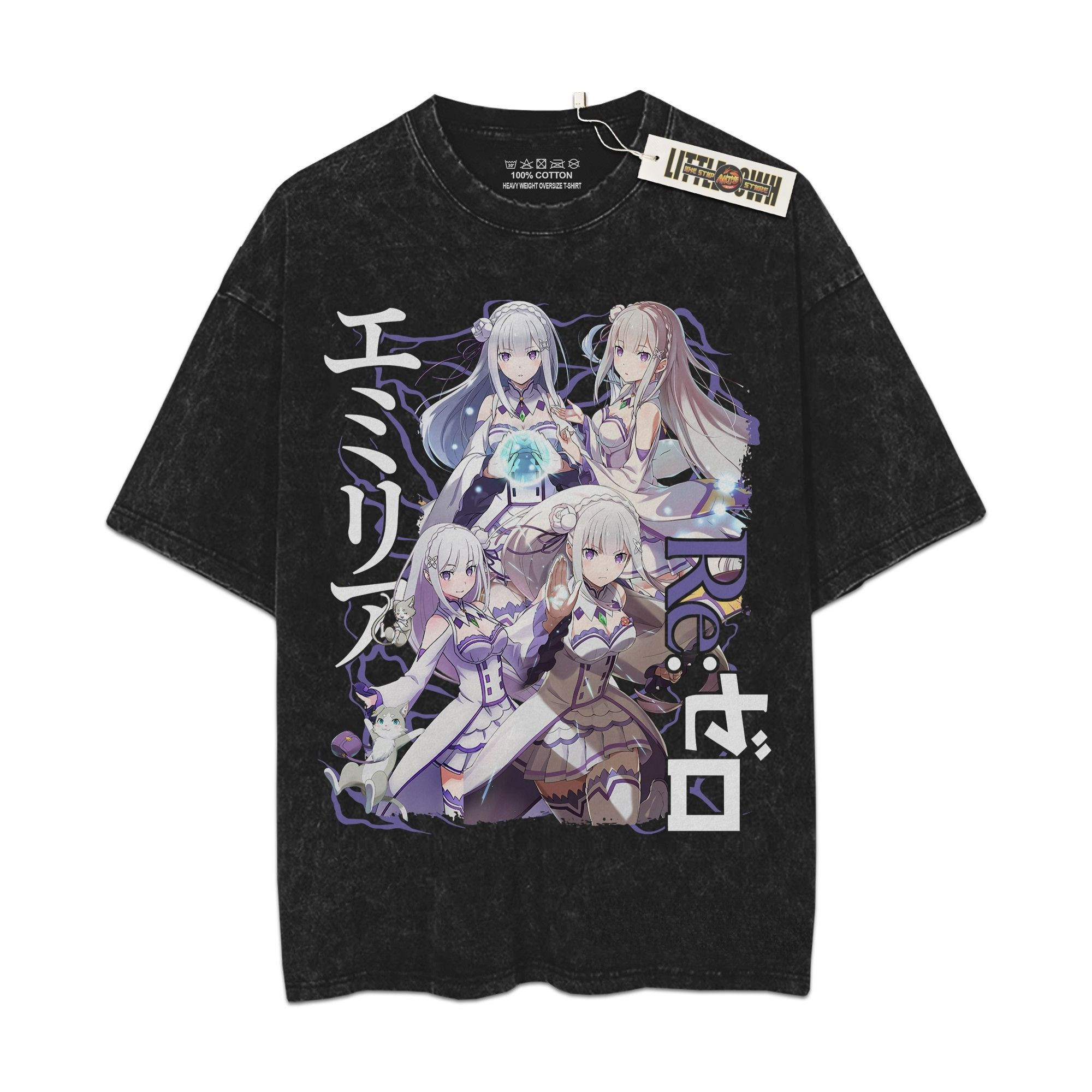 Emilia Shirt Re0 Oversized Washed Tees - Custom Anime Tee