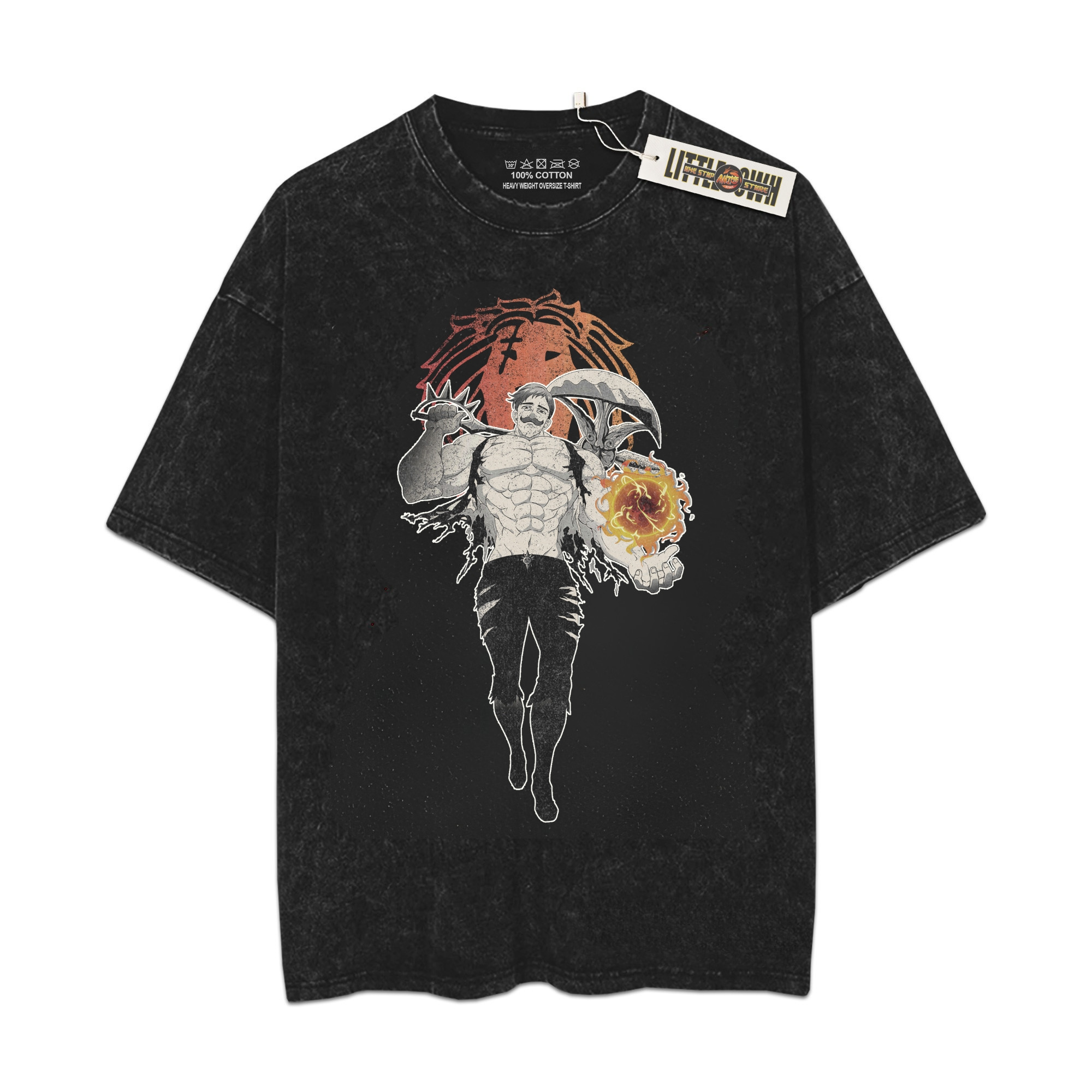 Escanor Vintage Shirt Deadly Sins Oversized Washed Tees - Custom Anime Tee