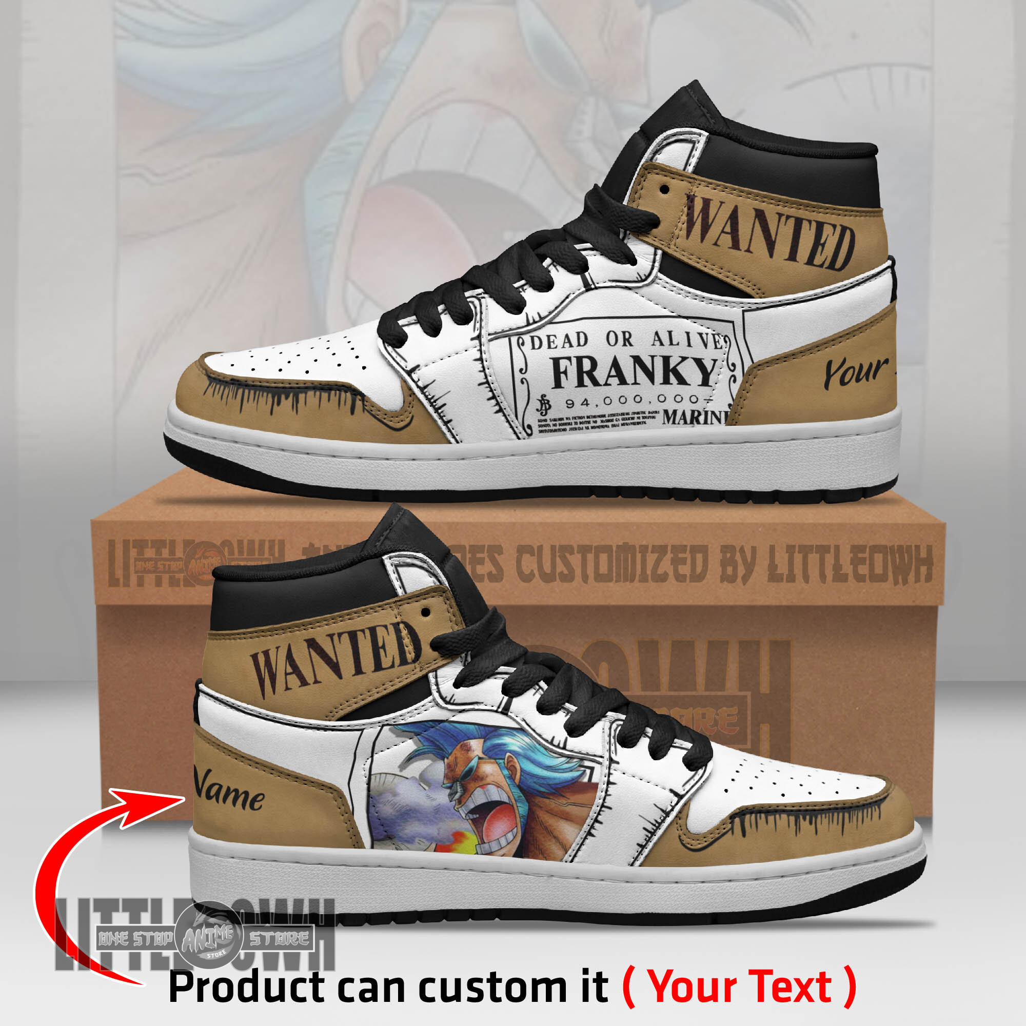 Franky Wanted Personalized Shoes One Piece Anime Boot Sneakers