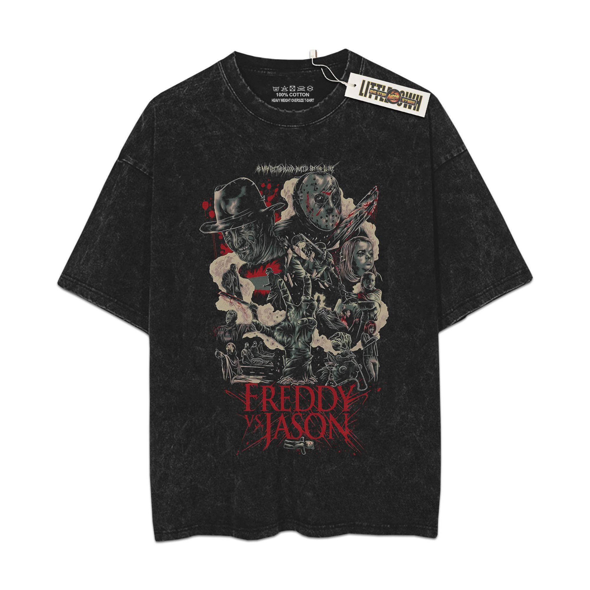 Freddy vs Jason Vintage Oversized Washed Tees - Custom Anime Tee