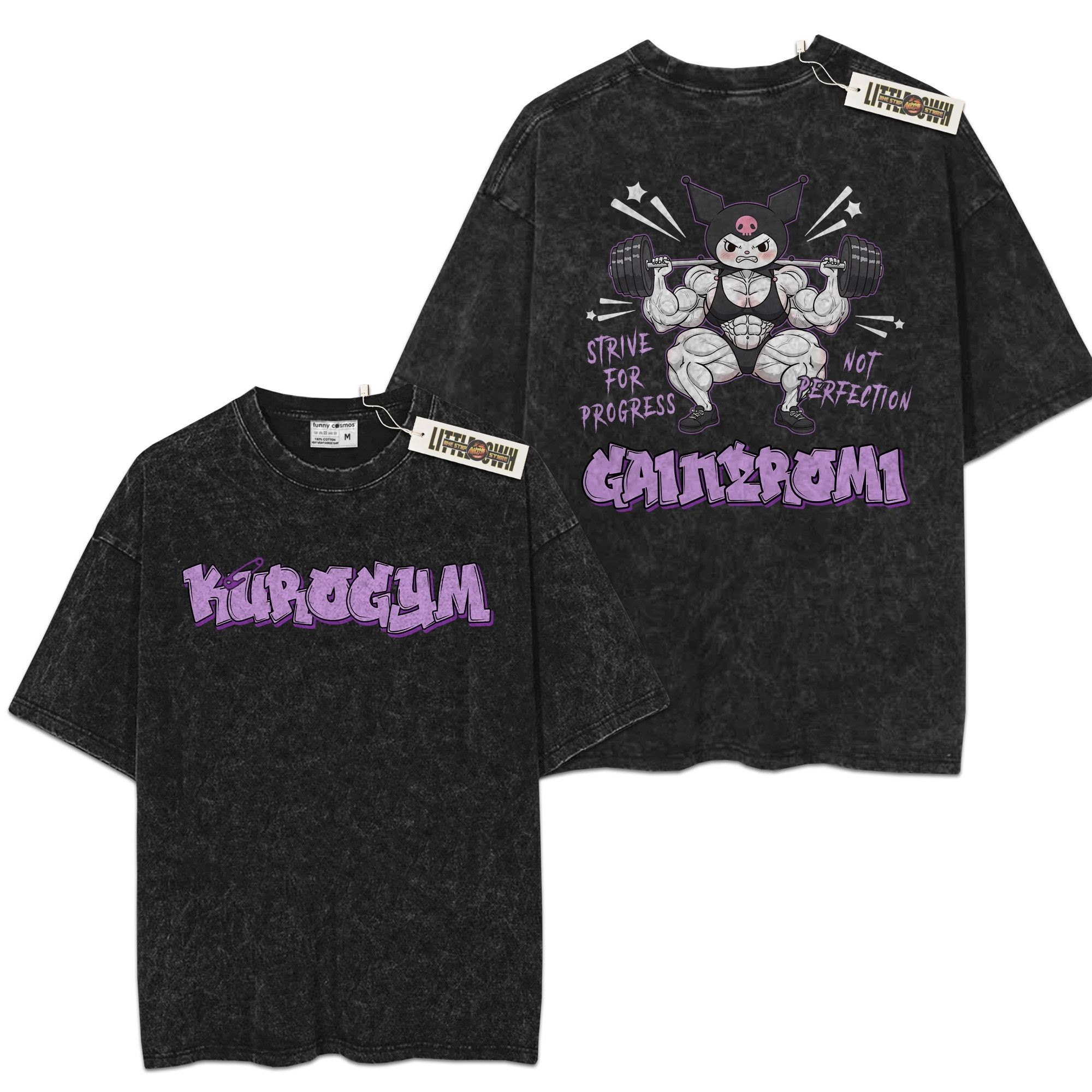 Gain Kuromi Vintage Shirt Oversized Washed Tees - Custom Anime Tee