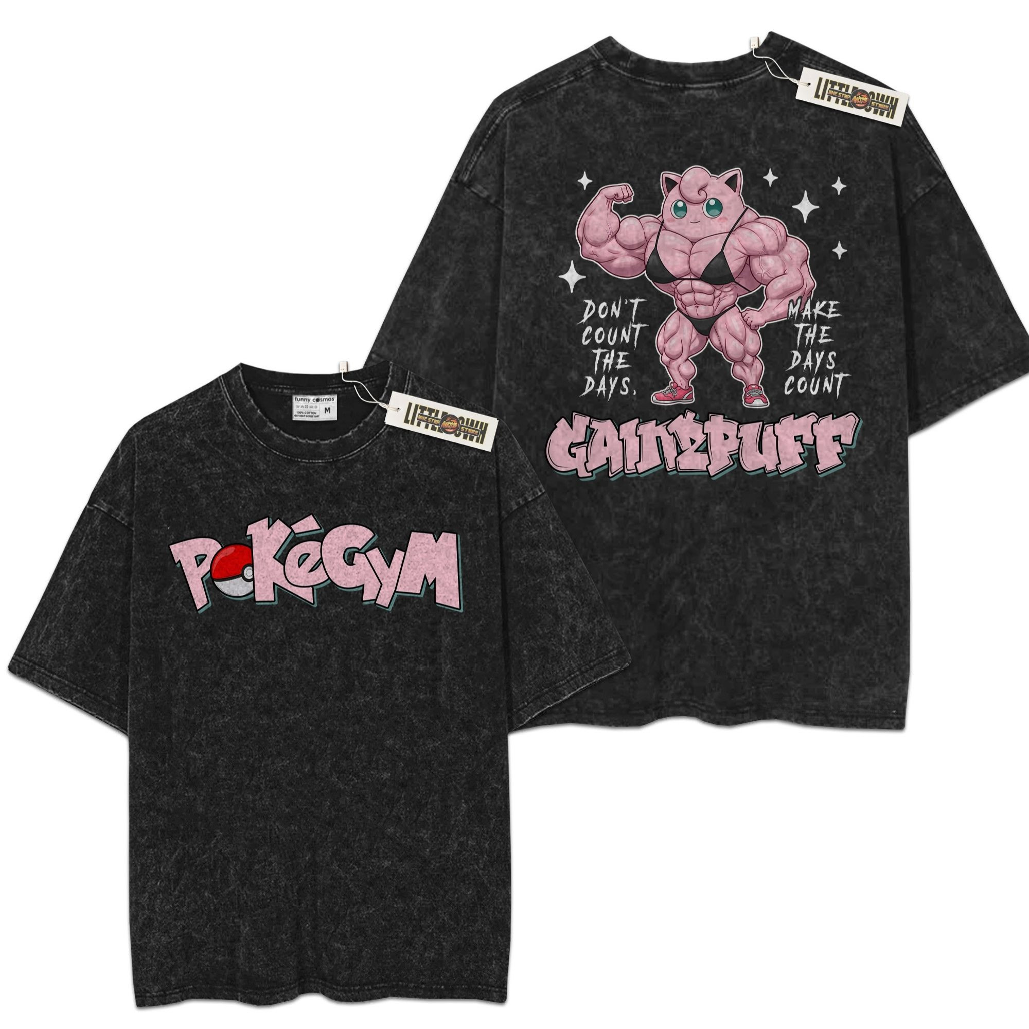 GainzPuff Vintage Shirt Pokegym Oversized Washed Tees - Custom Anime Tee