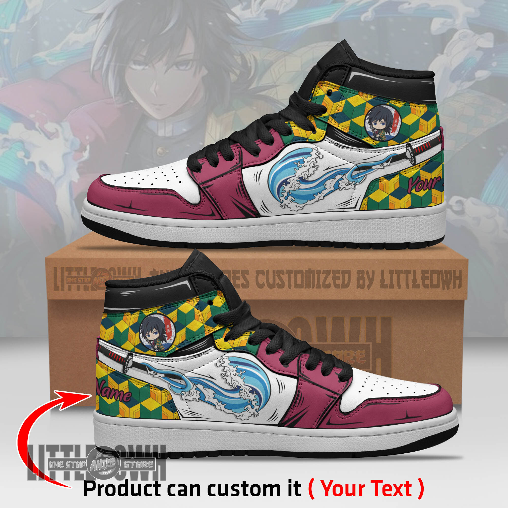 Giyuu Tomioka Personalized Shoes Demon Slayer Breathing Anime Boot Sneakers