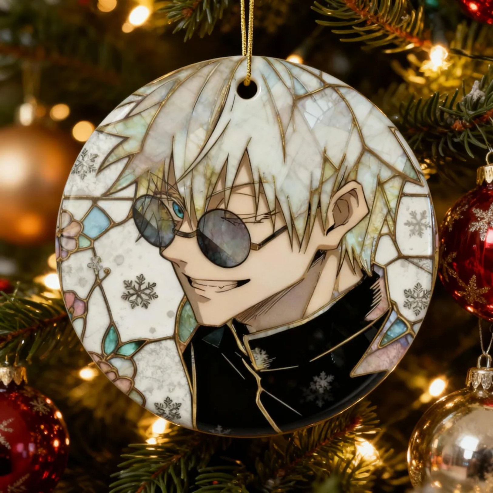 Gojo JJK Christmas Ornament - Personalized 2-Sided Xmas Gift for Fans