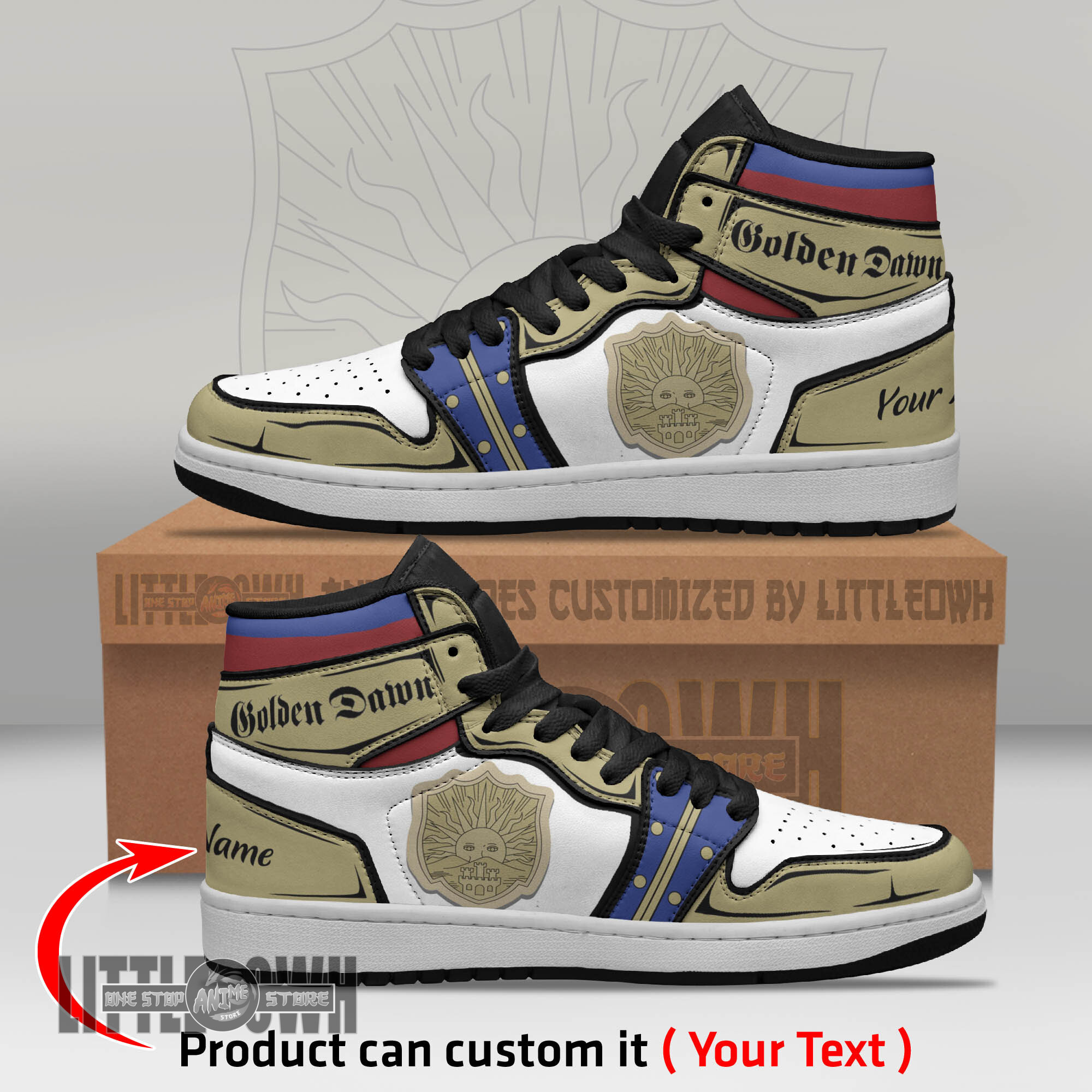 Golden Dawn Persionalized Shoes Black Clover Anime Boot Sneakers