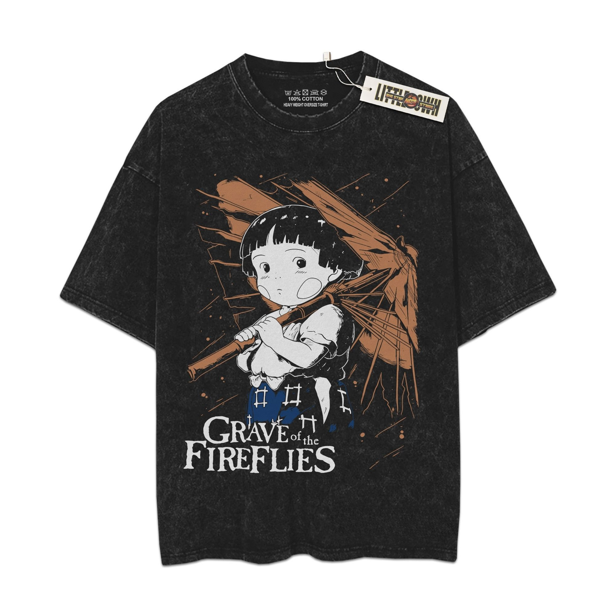 Grave Fireflies Vintage Shirt Oversized Washed Tees - Custom Anime Tee