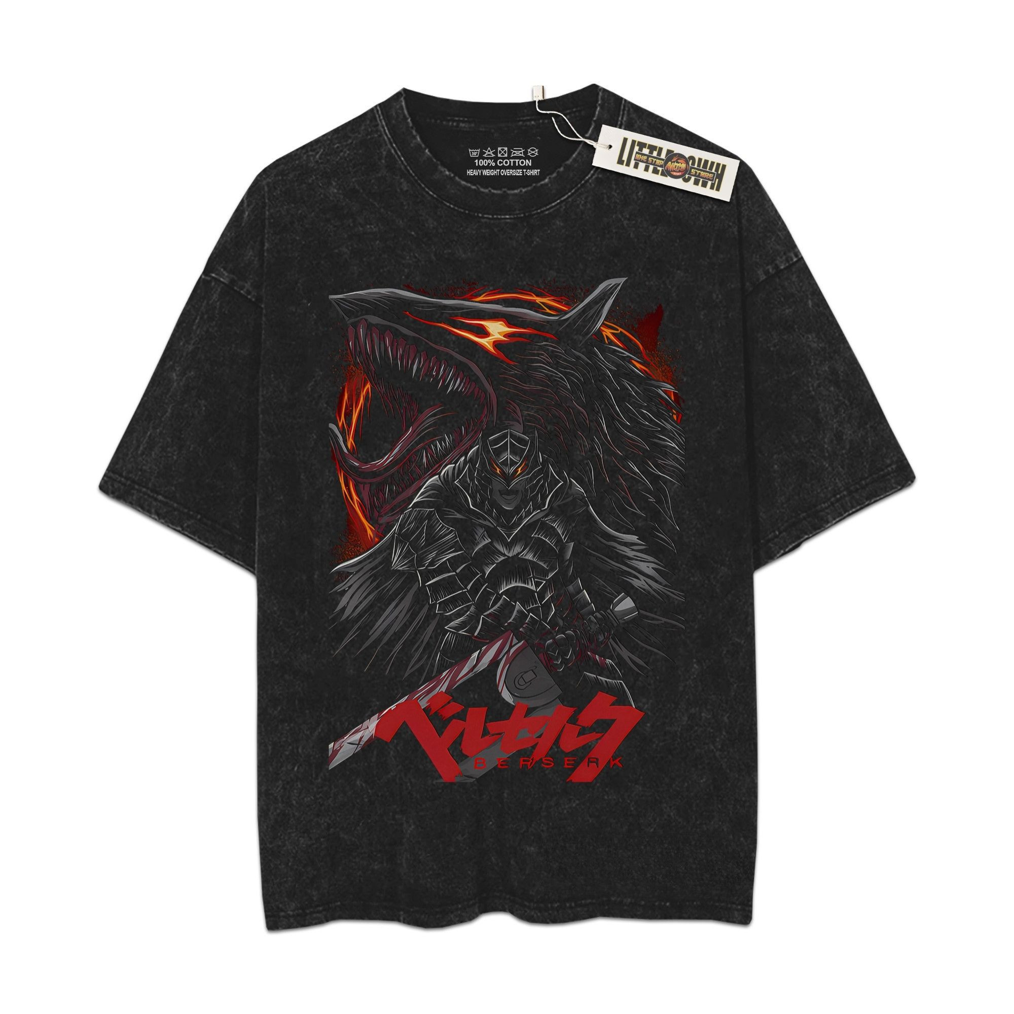 Guts Vintage Shirt Beserk Oversized Washed Tees - Custom Anime Tee