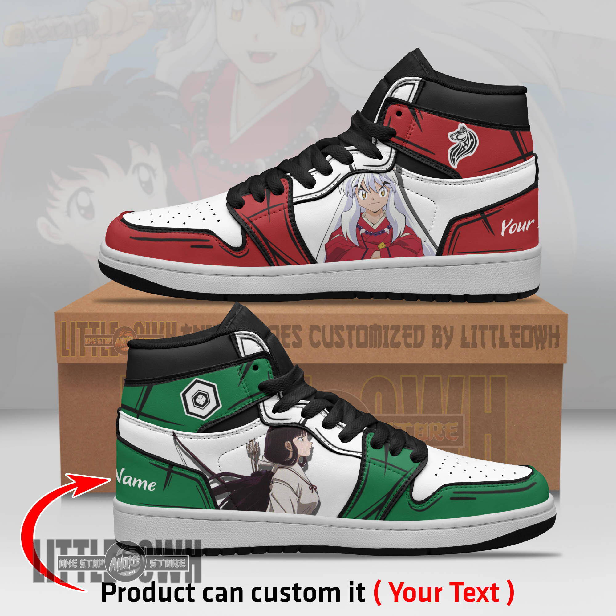 Inuyasha x Kagome Persionalized Shoes Inuyasha Anime Boot Sneakers