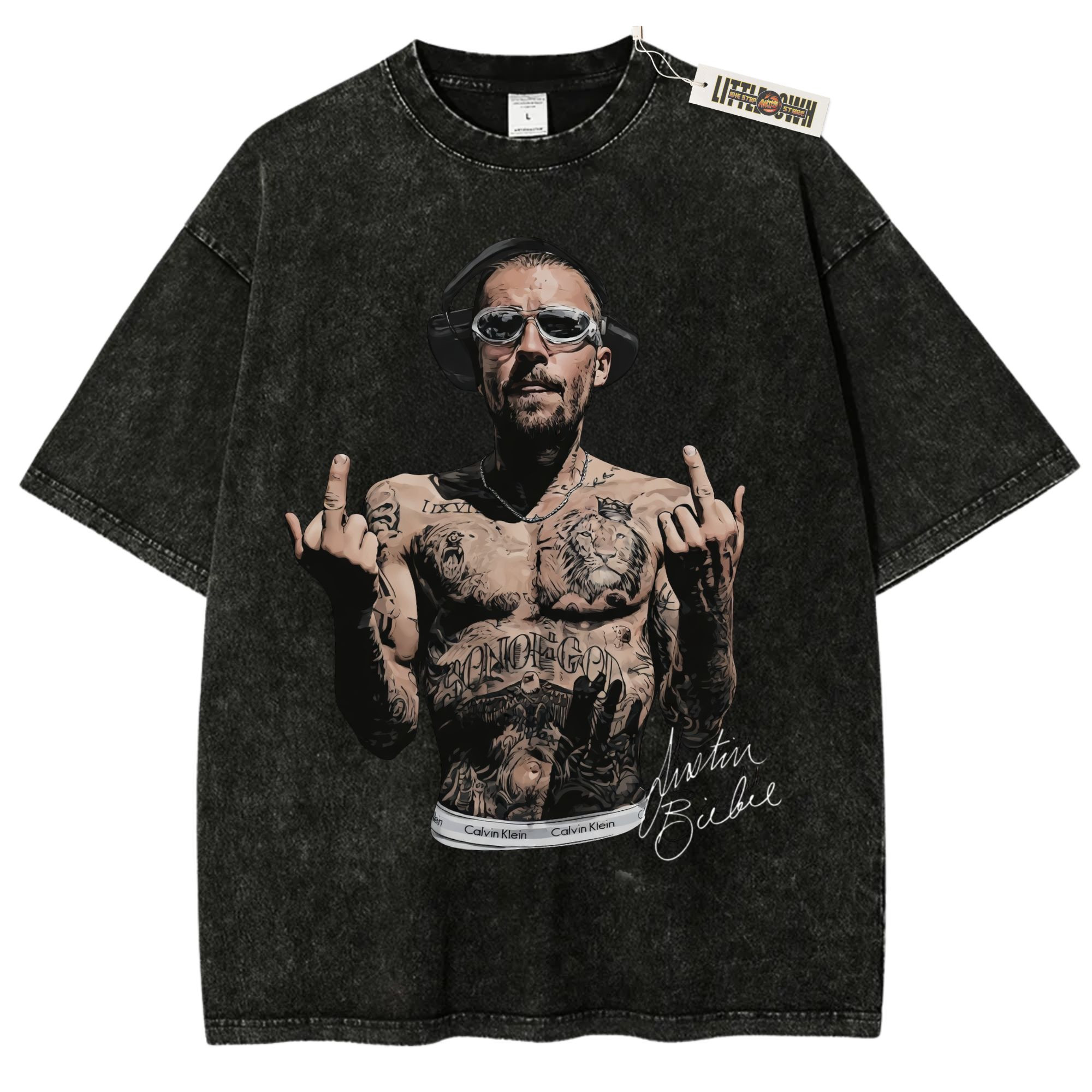 Justin Bieber SWAG Coachella 2026 Middle Finger Oversized Washed Tees
