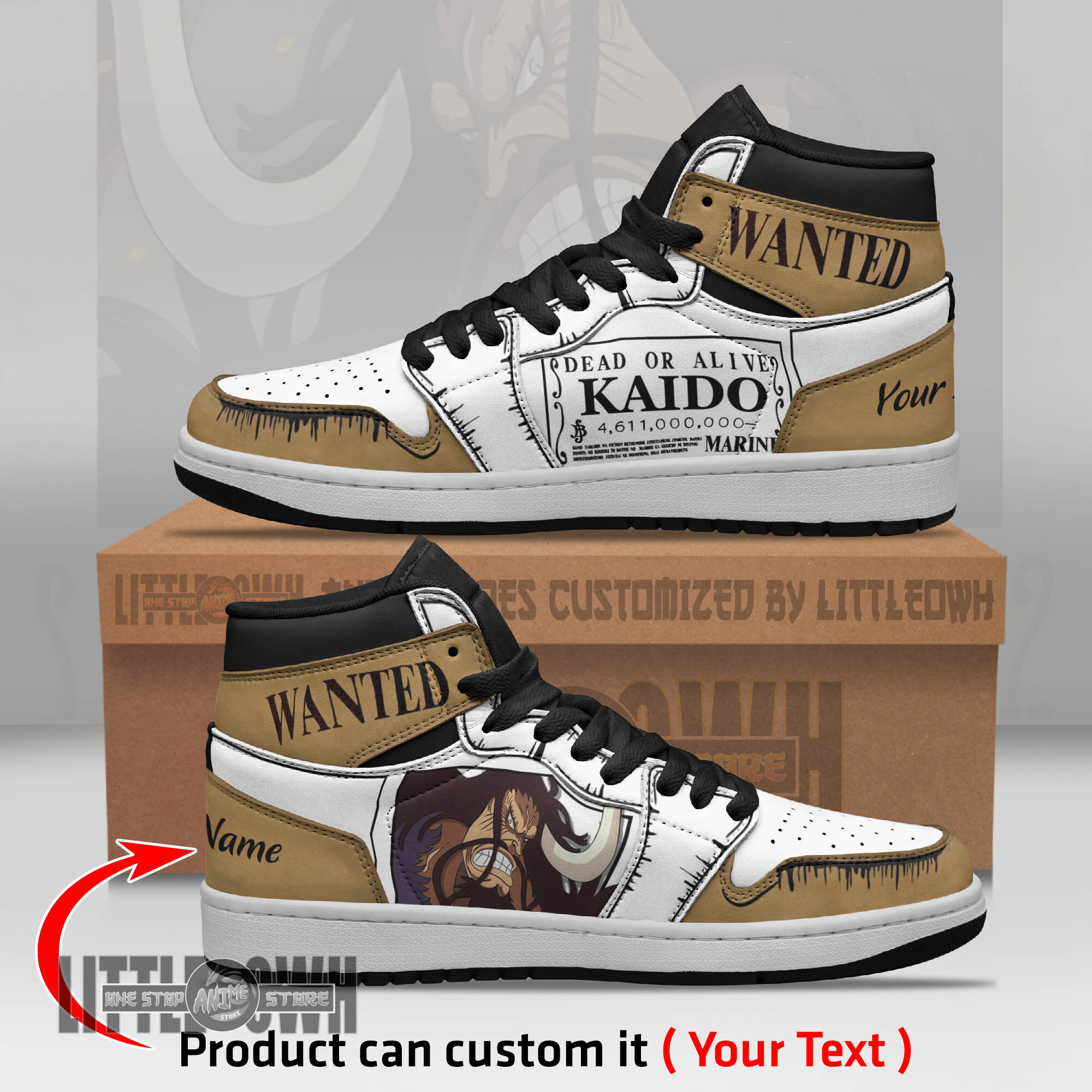 Kaido Wanted Personalized Shoes One Piece Anime Boot Sneakers