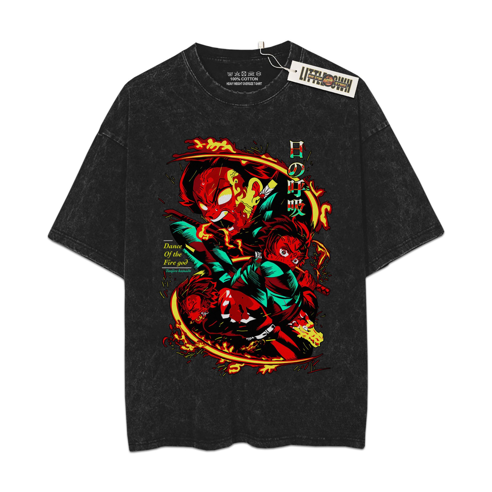 Kamado Tanjiro Vintage Oversized Washed Tees - Custom Anime Tee