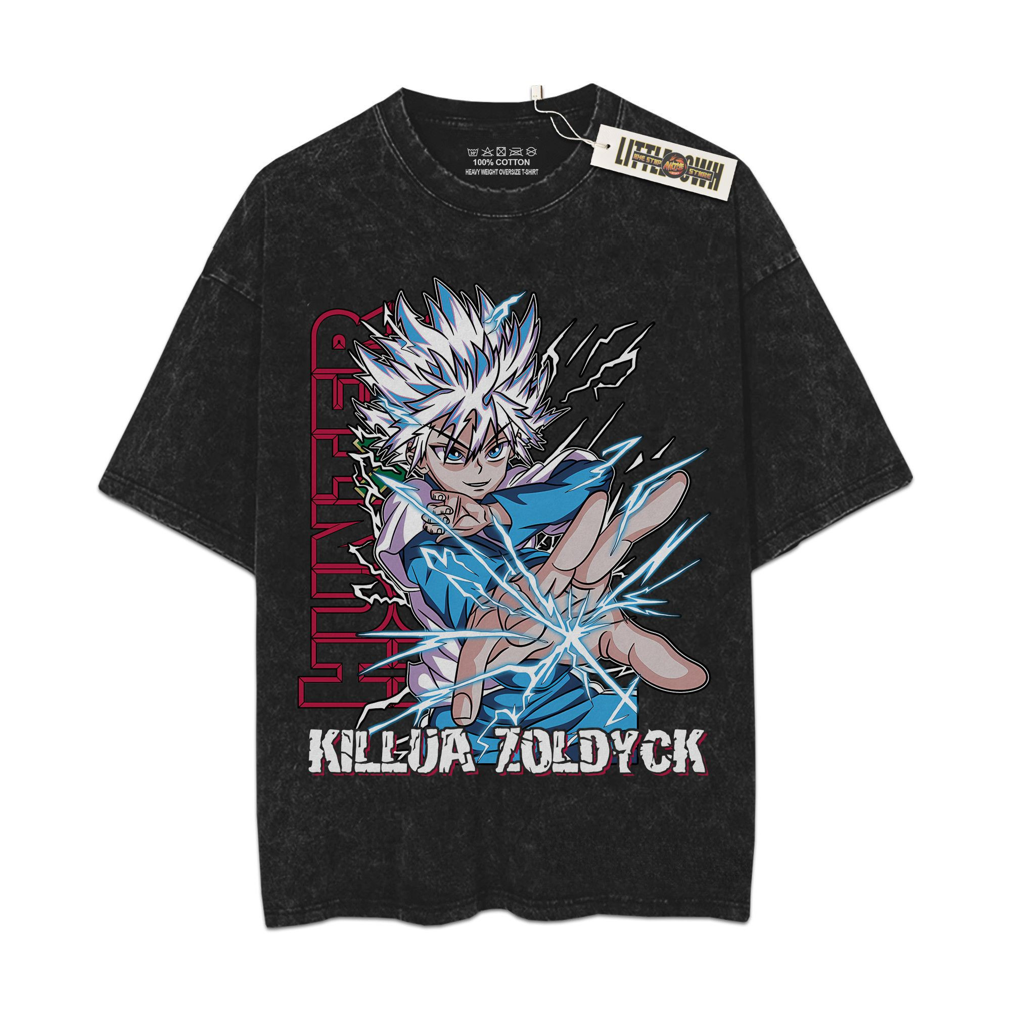 killua zoldyck ayase vintage shirt hunter oversized washed tees custom anime tee yq7yi