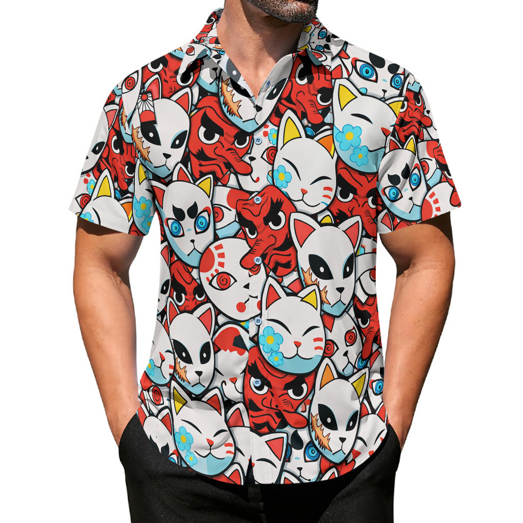 Kitsune Masks Hawaiian Shirt 3 Kitsune Masks Hawaiian Shirt - Image 3
