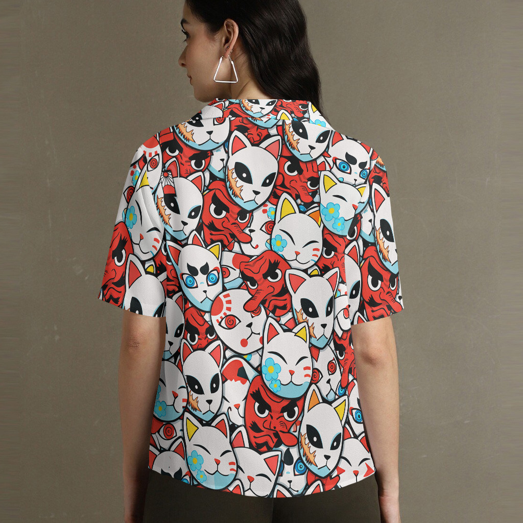 Kitsune Masks Hawaiian Shirt 4 Kitsune Masks Hawaiian Shirt - Image 4