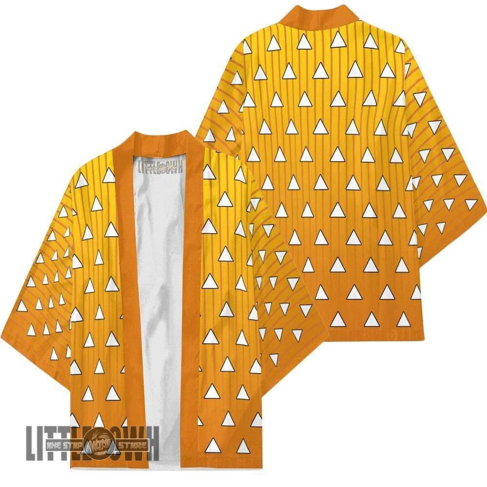 KNY Kimono Agatsuma Zenitsu Pattern Robe Anime Cloak Cardigans Cosplay Costume