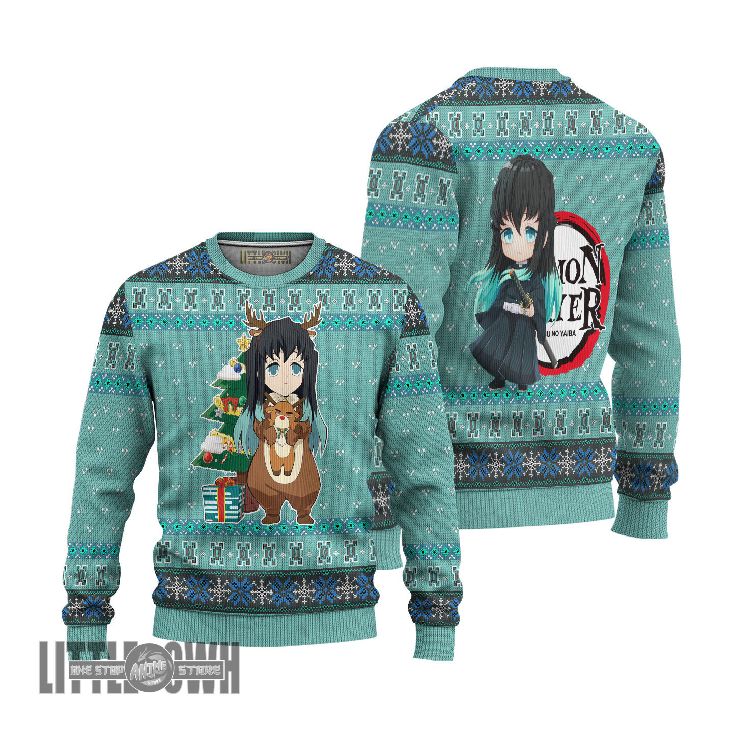 KnY Muichiro Ugly Christmas Sweater Demon Slayer Custom Anime Knitted Sweatshirt