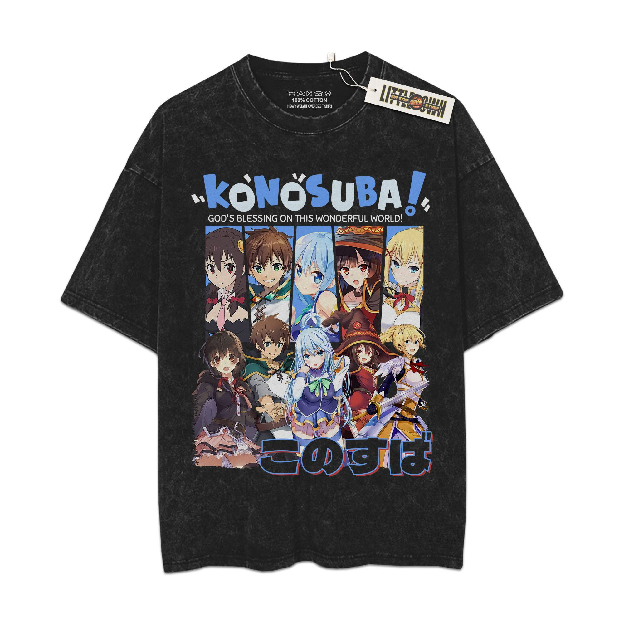 Konosoba Vintage Shirt Oversized Washed Tees - Custom Anime Tee