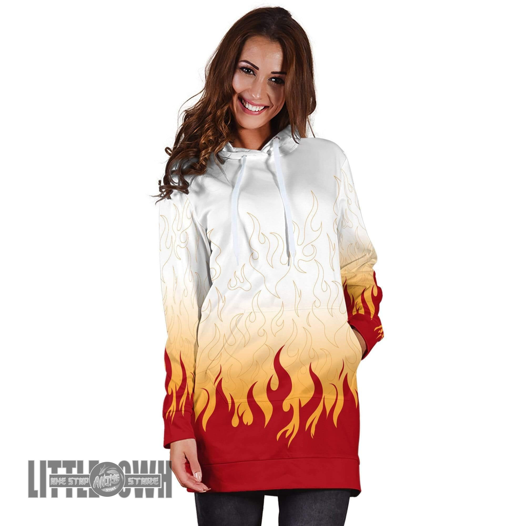 Kyojuro Rengoku Pattern Custom Anime Demon Slayer Women Hoodie Dress