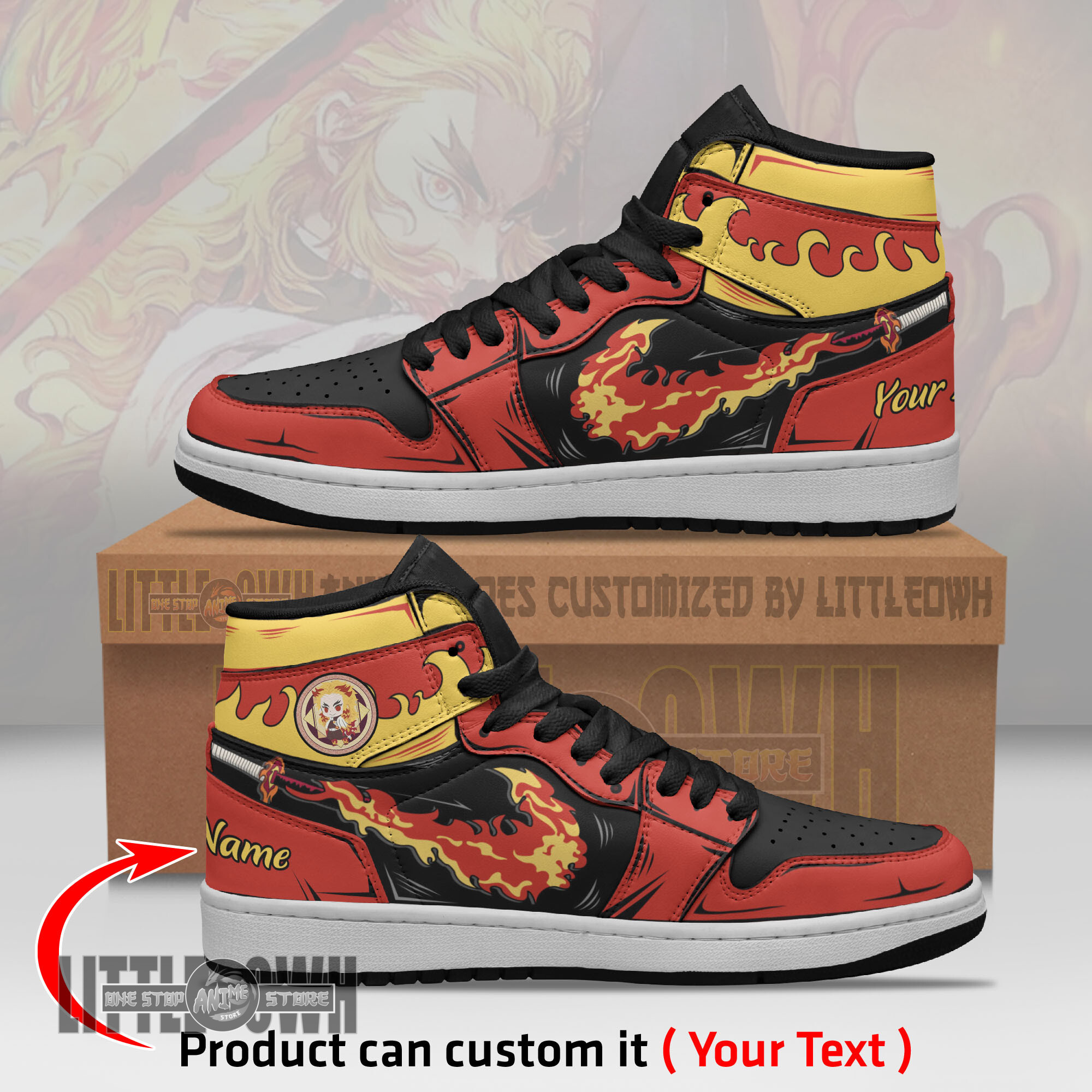 Kyojuro Rengoku Personalized Shoes Demon Slayer Breathing Anime Boot Sneakers