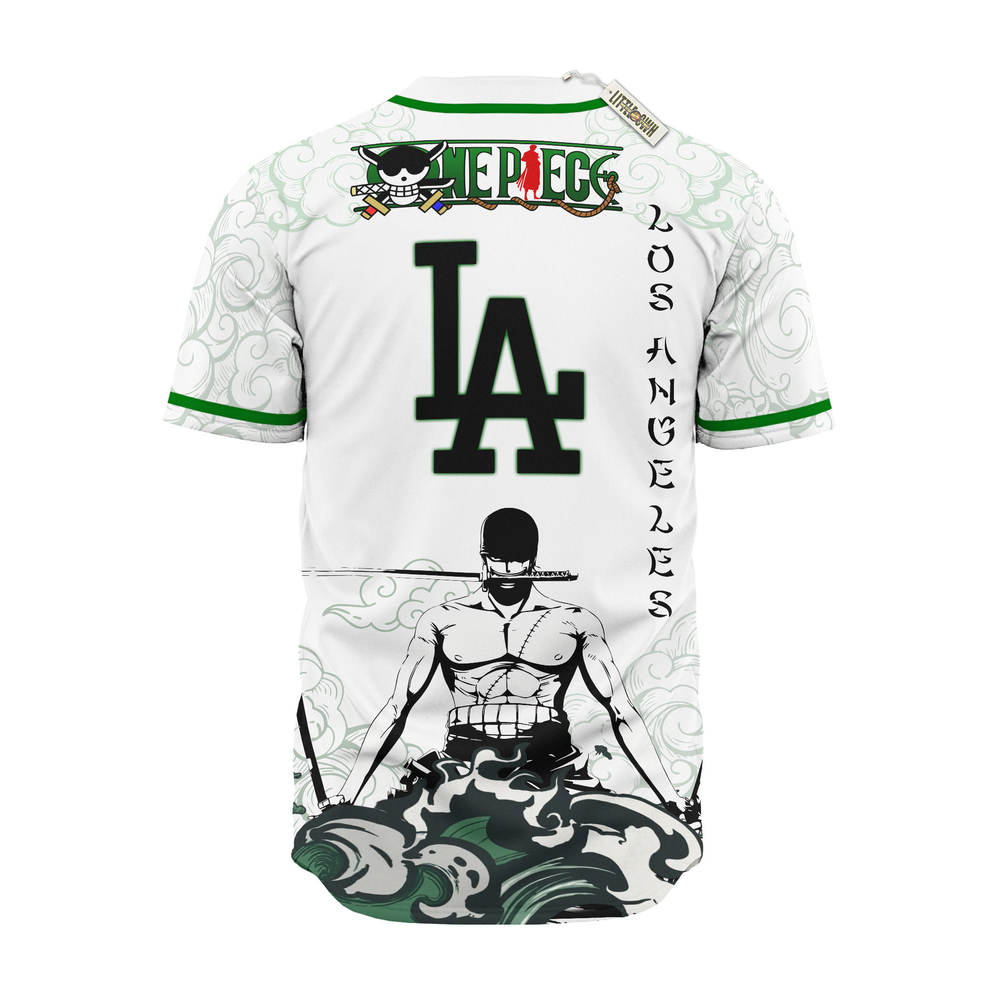 LAD x Zoro Ronin Emerald Wave Baseball Jersey 2 LAD x Zoro Ronin Emerald Wave Baseball Jersey - Image 2
