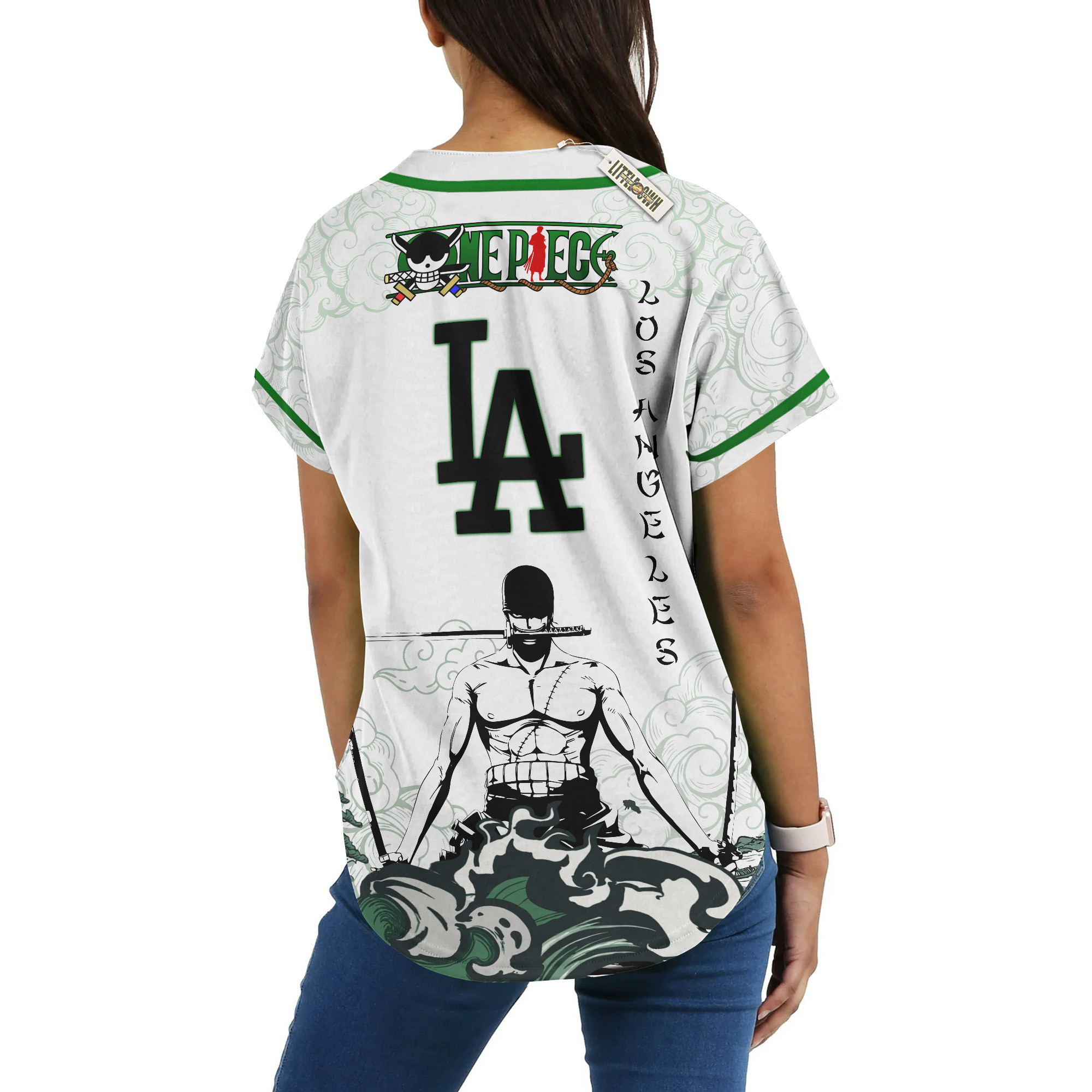 LAD x Zoro Ronin Emerald Wave Baseball Jersey 4 LAD x Zoro Ronin Emerald Wave Baseball Jersey - Image 4