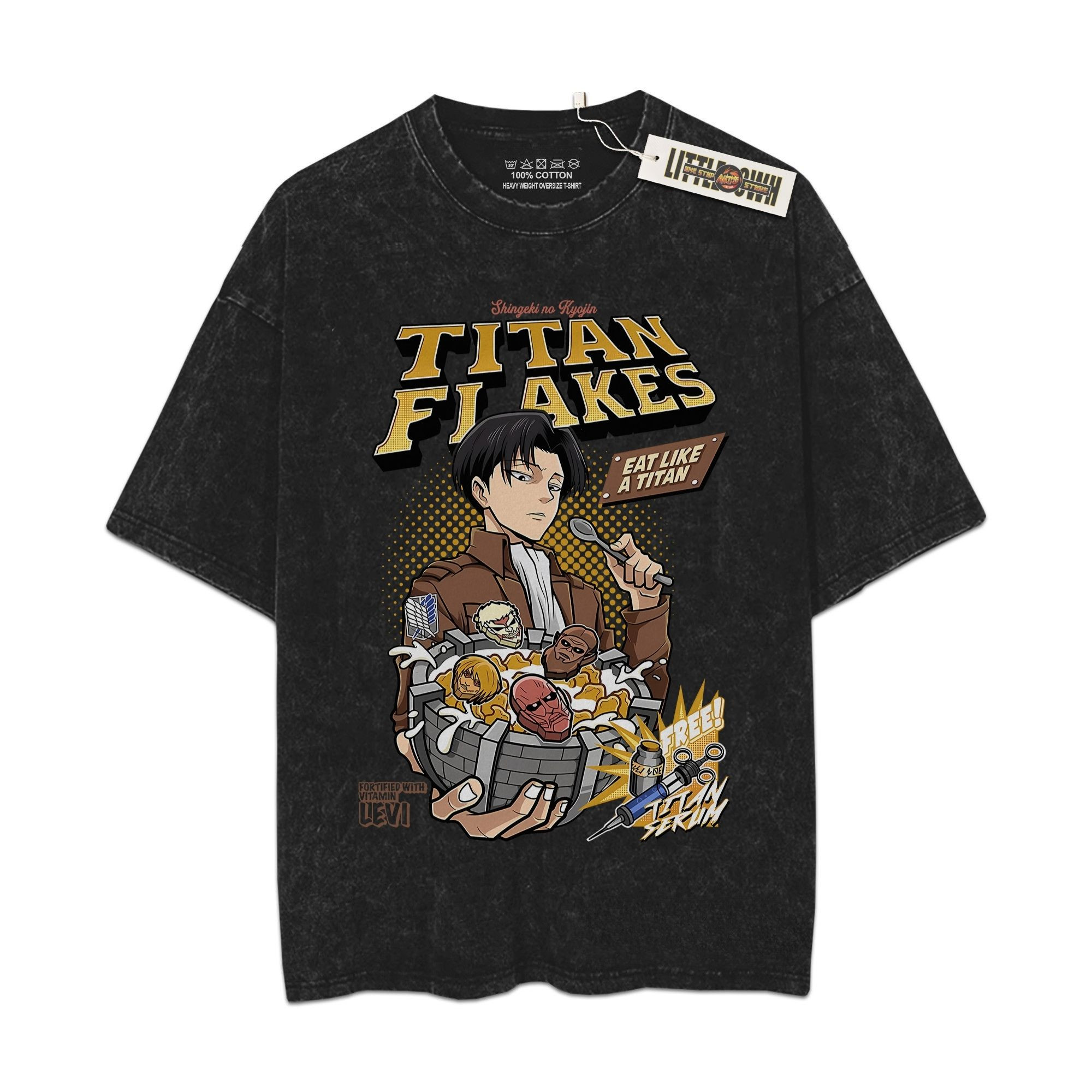 Levi Vintage Shirt AoT Oversized Washed Tees - Custom Anime Tee