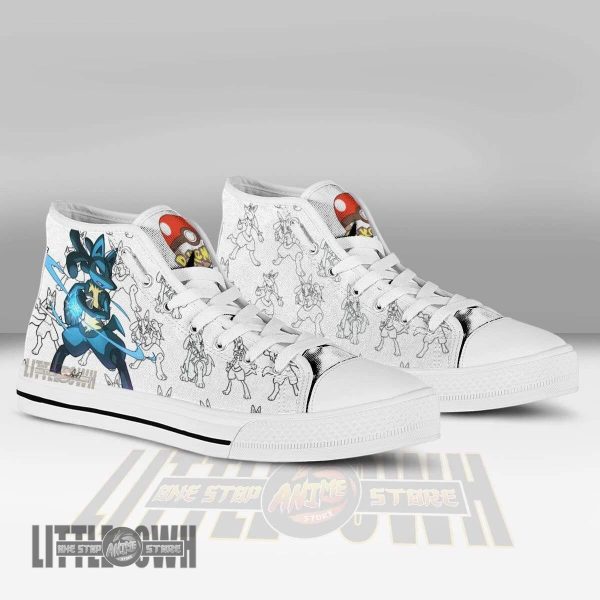 lucario high top canvas shoes custom pokemon anime sneakers ftido