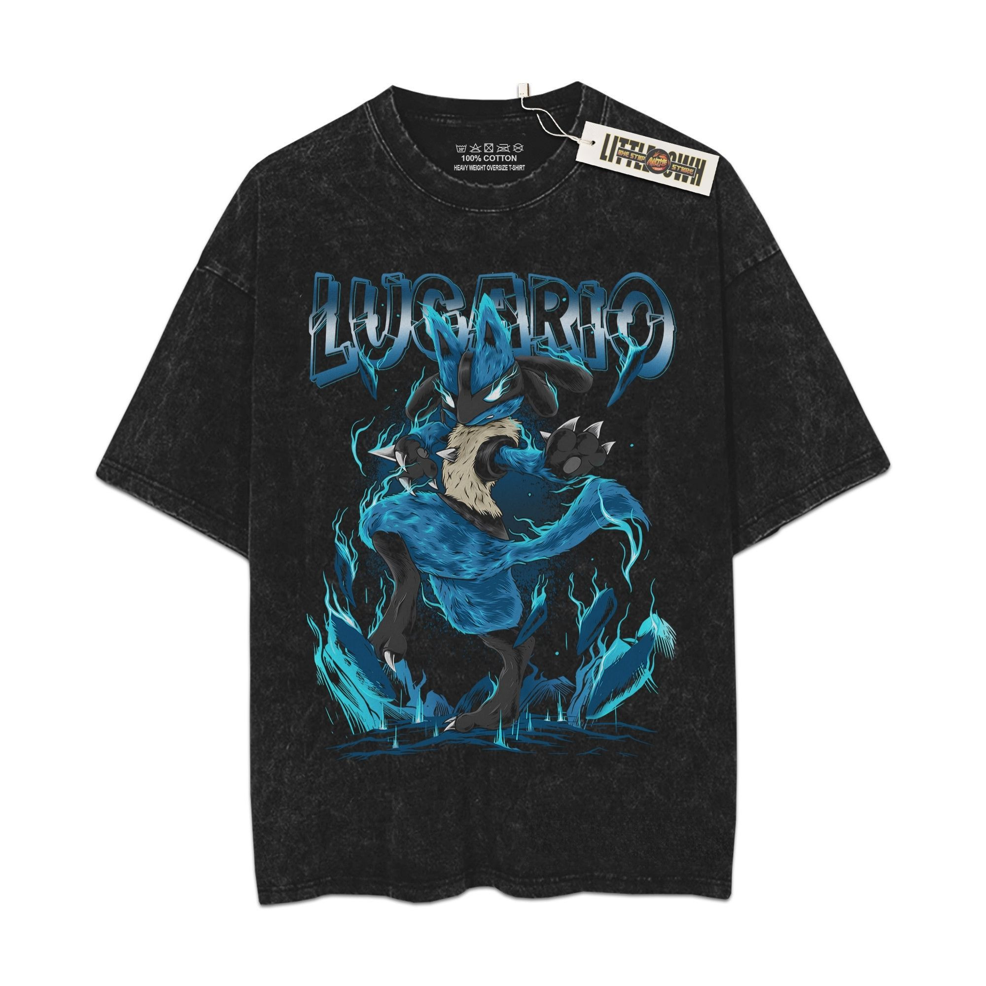 Lucario Vintage Shirt Monster Oversized Washed Tees - Custom Anime Tee